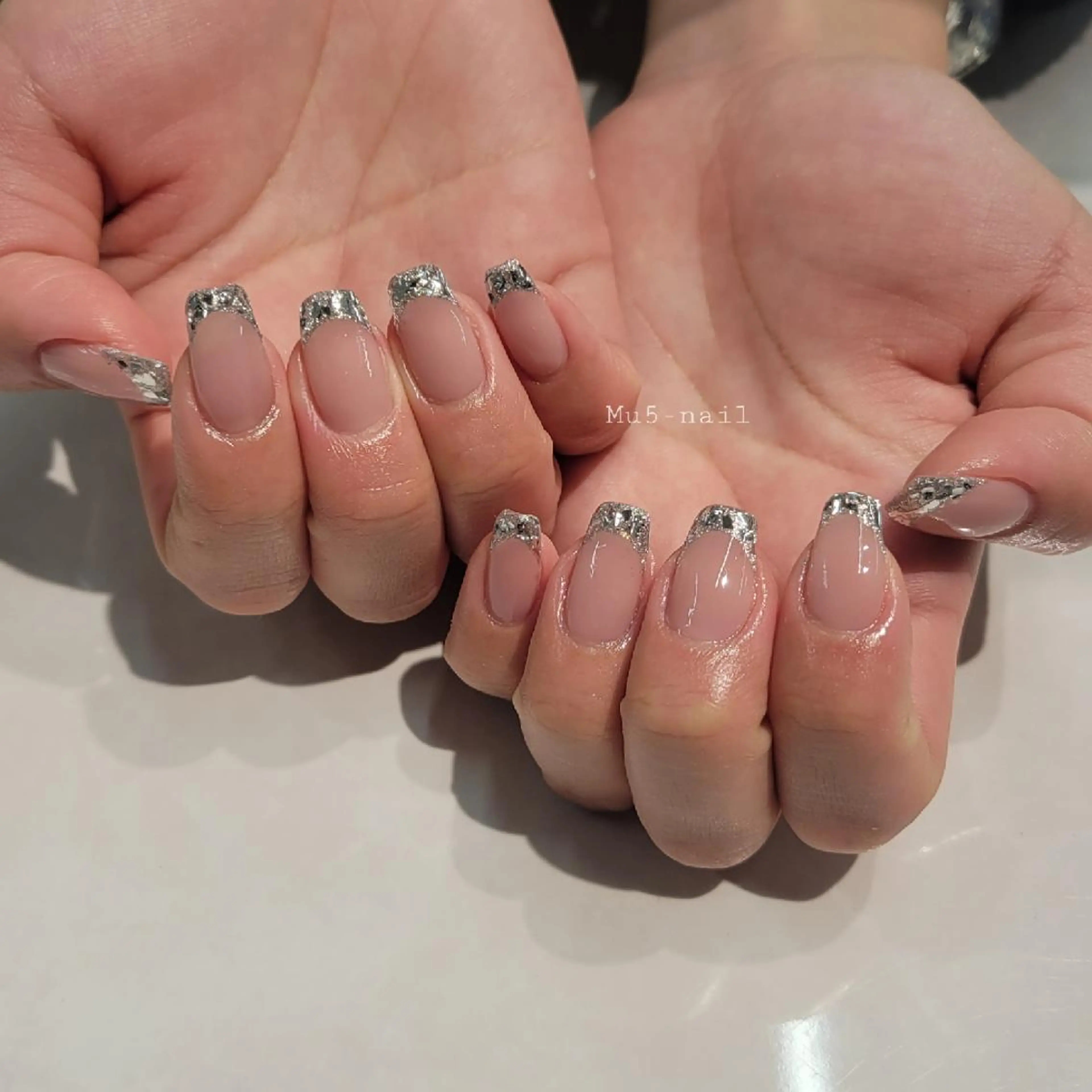 ネイル フレンチネイル ガラスフレンチ オフィスネイル ハンドネイル ハンドケア MU5-nail 金山ネイルサロンのネイルデザイン