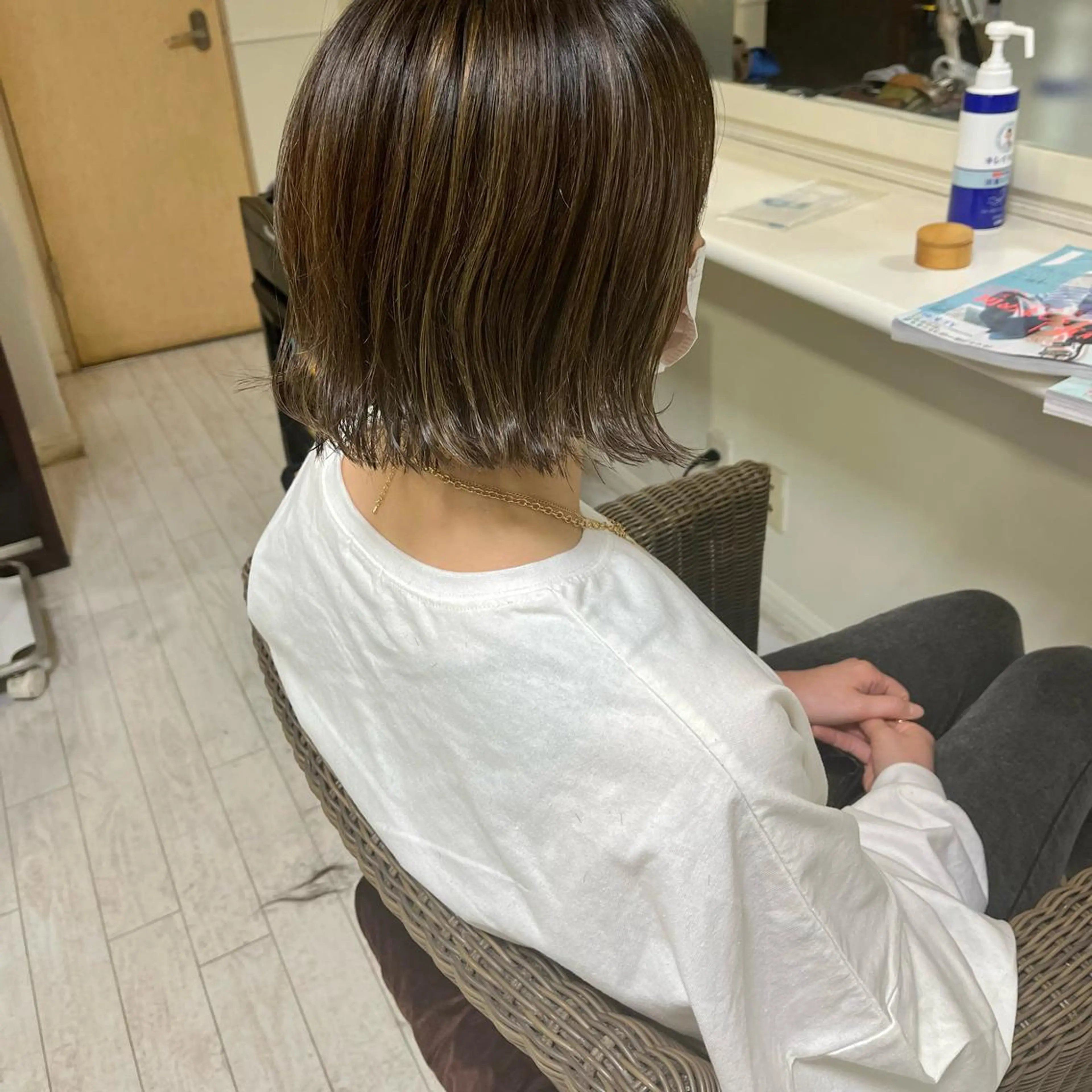 ミディアム カラー ハイライトカラー ハイライト カット ヘアカラー ママ美容師 *ヒマワリのヘアスタイル