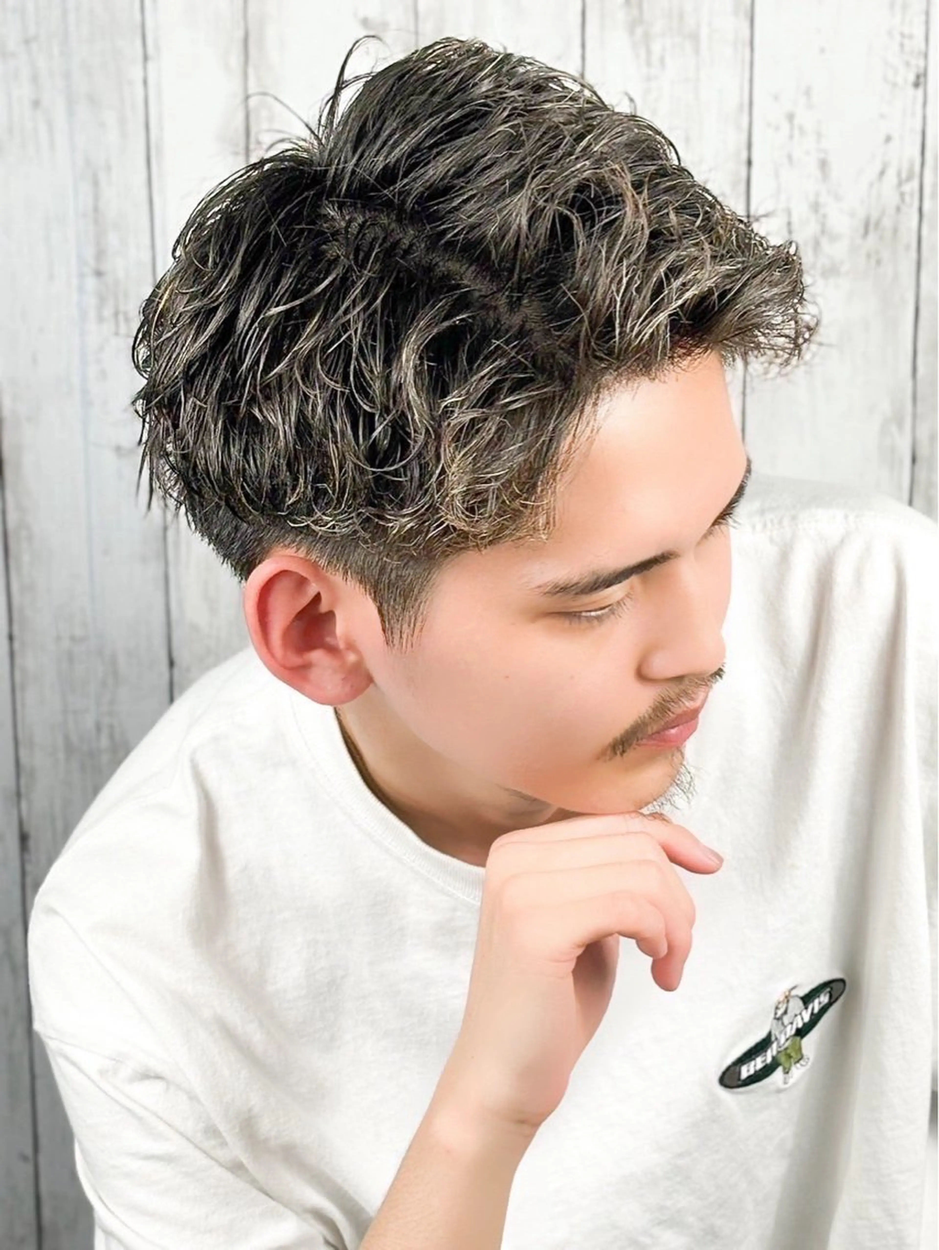 ミディアム パーマ ヘアアレンジ メンズ カット パーマ ヘアセット プレミアムバーバー新宿店所属・⚡️メンズ特化⚡️ 倉林 隼大のヘアスタイル