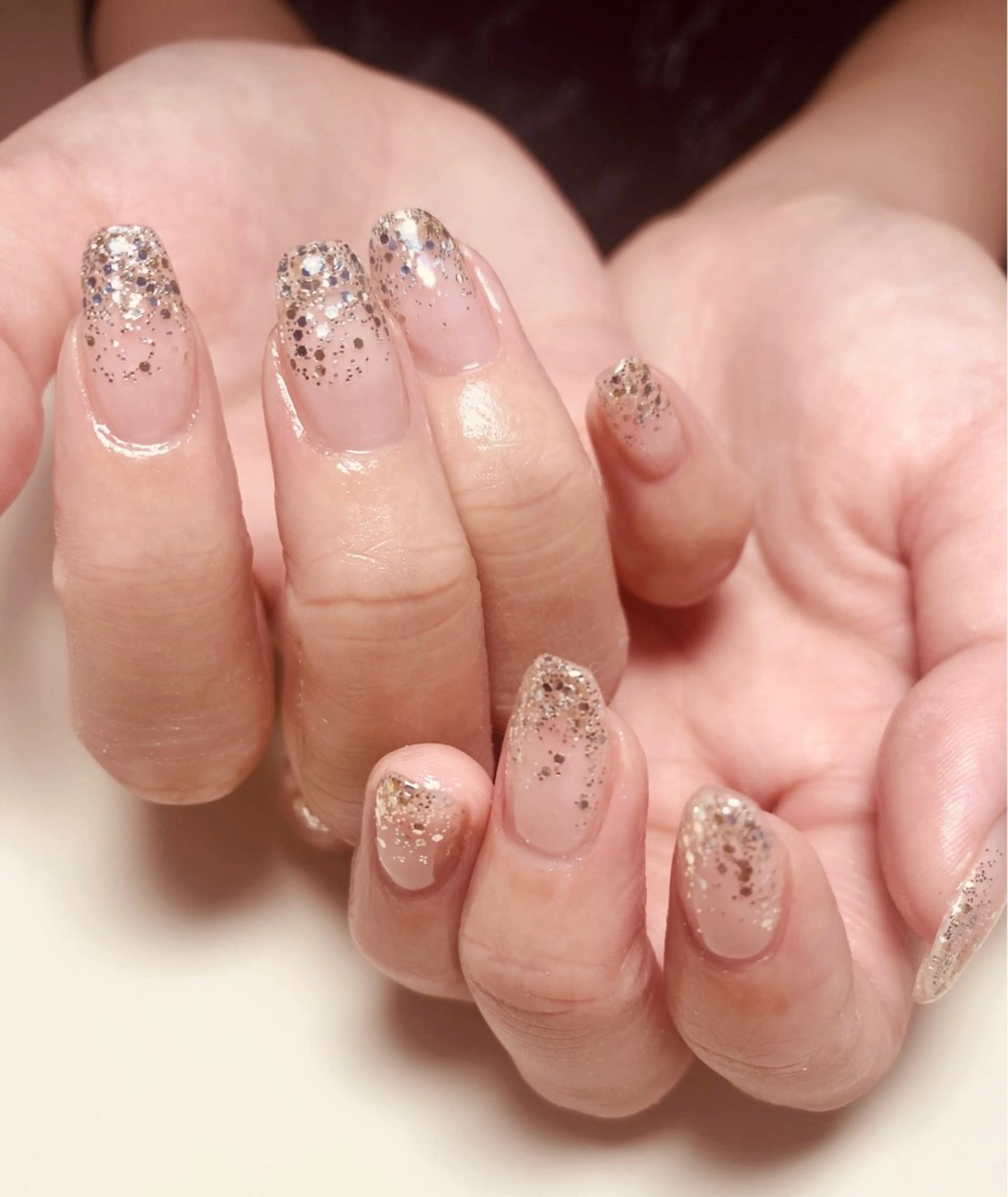 ネイル ゴールド ラメ(グリッター) ラメグラデーション ハンドネイル Nail Salon K 🧸美爪育成のネイルデザイン