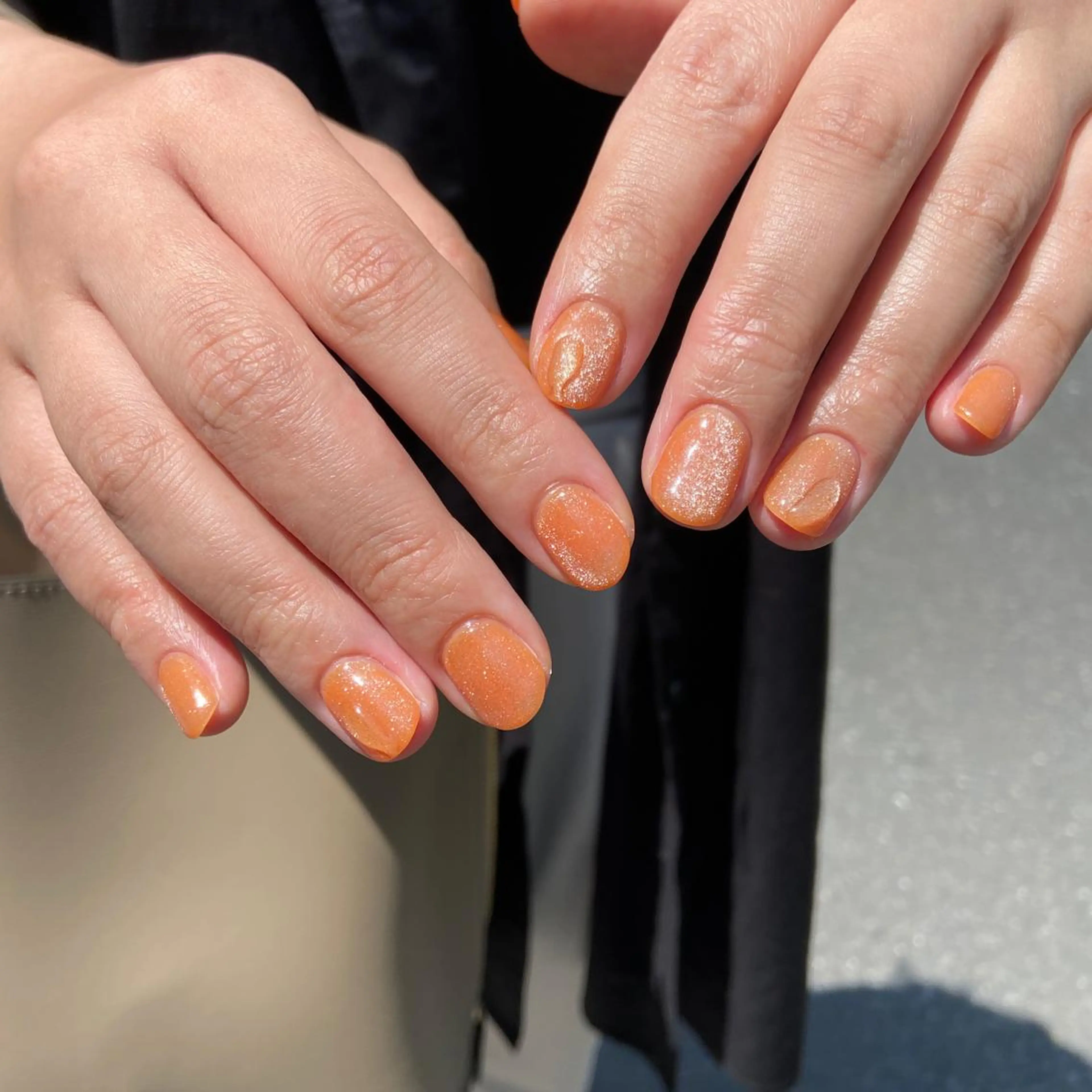 ネイル 氷ネイル・うるうるネイル オレンジ Hills Harajukuのネイルデザイン