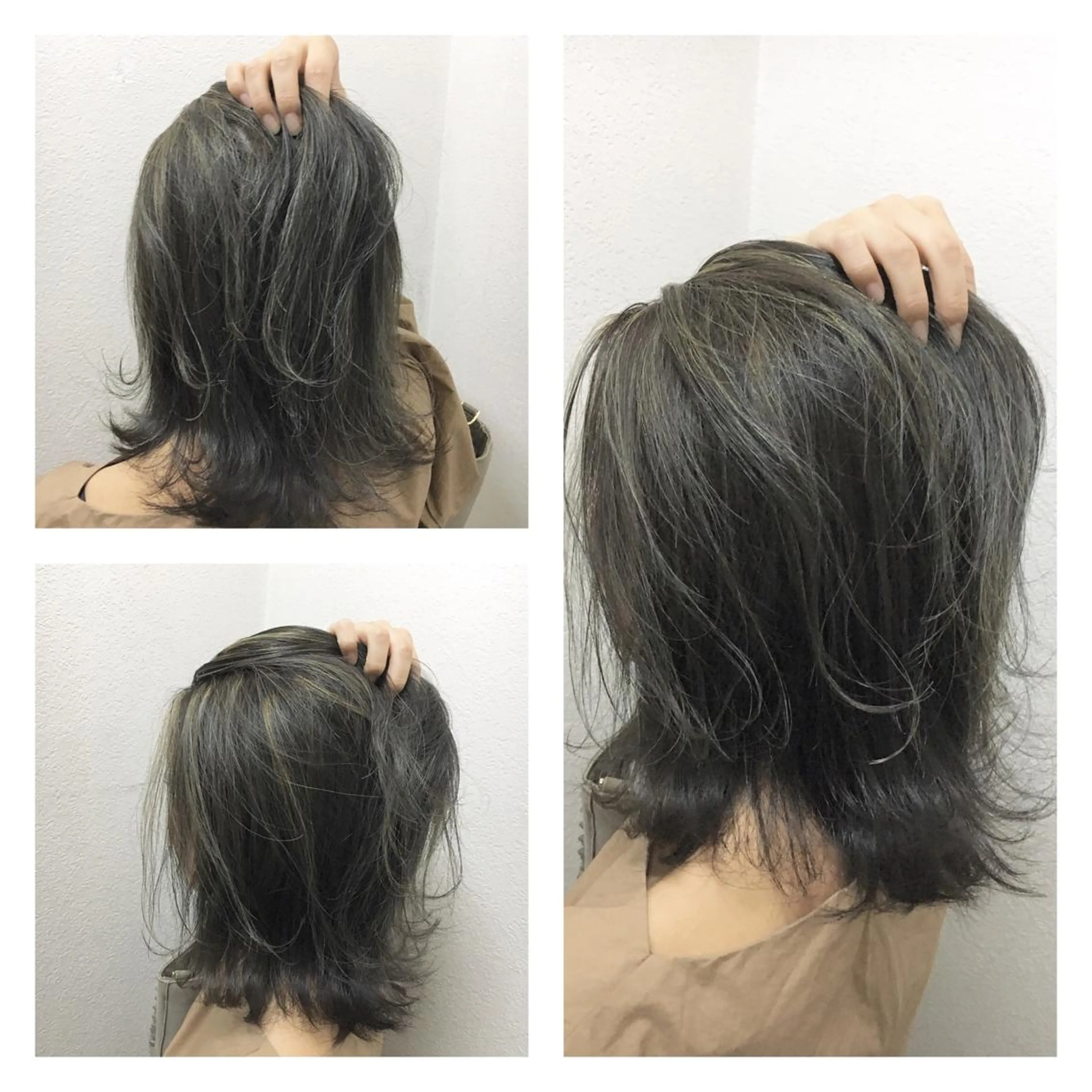 ミディアム カラー アッシュ 透明感カラー ハイライトカラー ハイライト JIL BLAN 京都のヘアスタイル