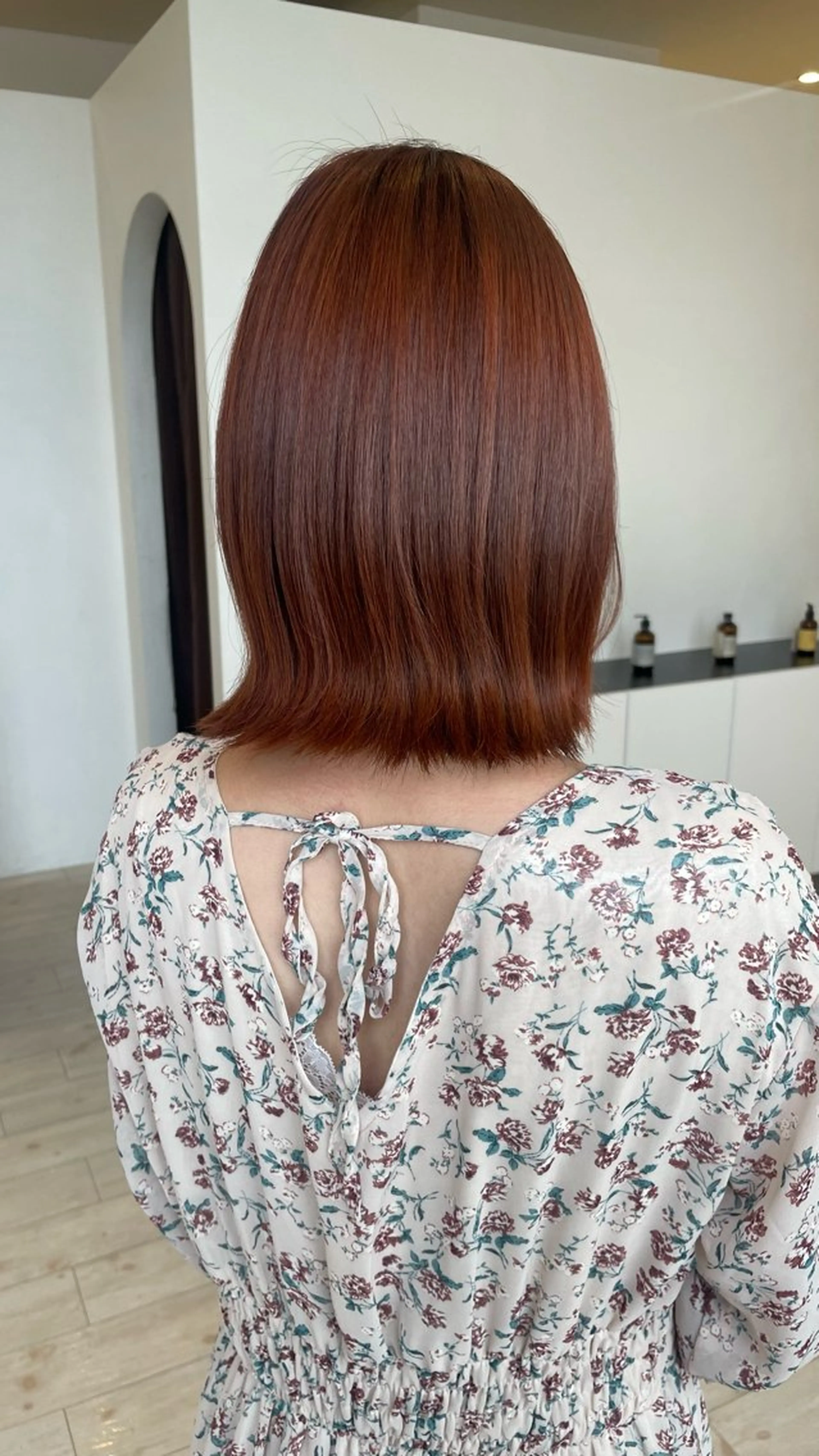 ミディアム カラー ブリーチ ブラウンカラー ブリーチなしカラー オレンジ オレンジブラウン 薬院浄水通/ショート /ボブ/rukaのヘアスタイル