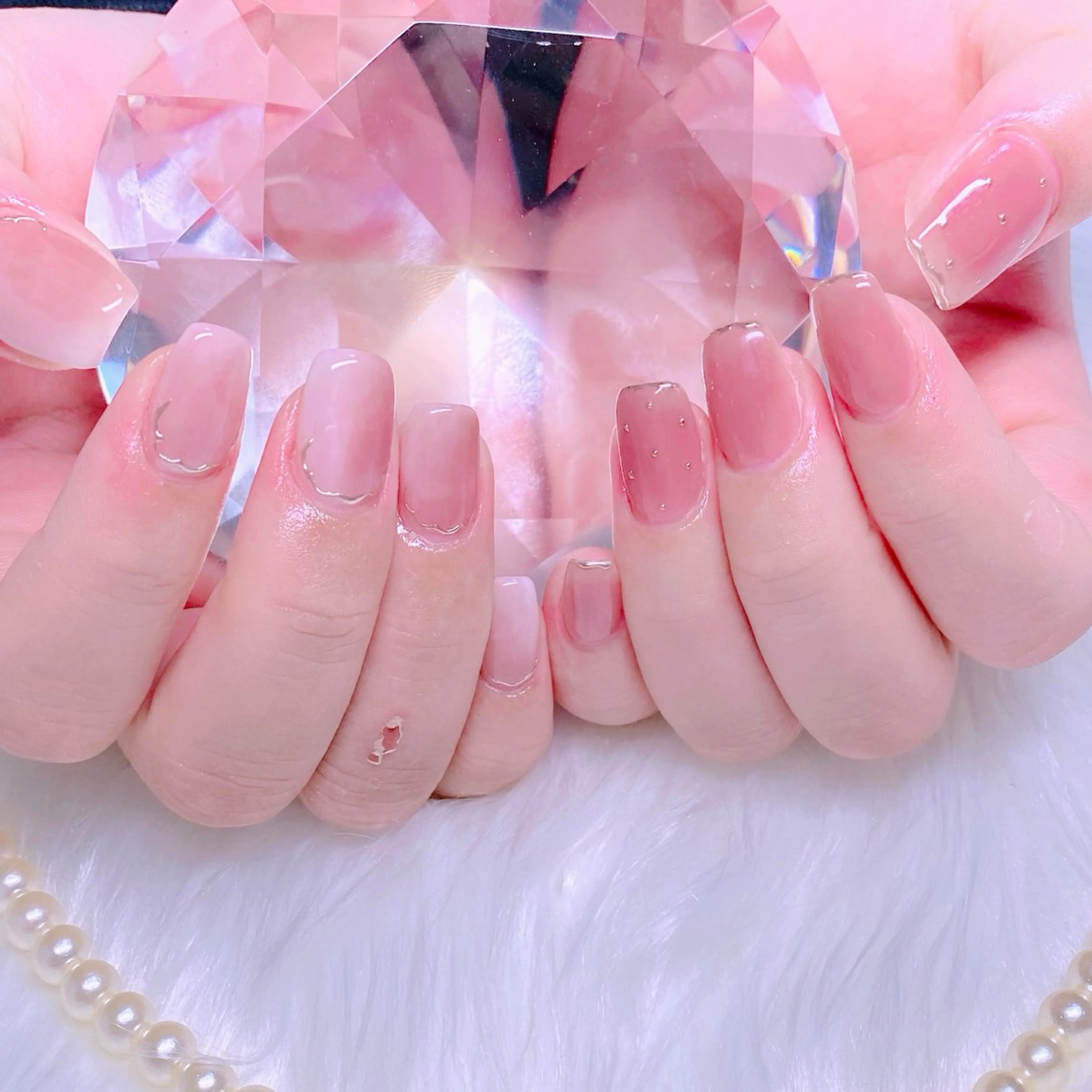 ネイル ミラーネイル ニュアンスネイル オフィスネイル シンプルネイル Nail Yunaのネイルデザイン