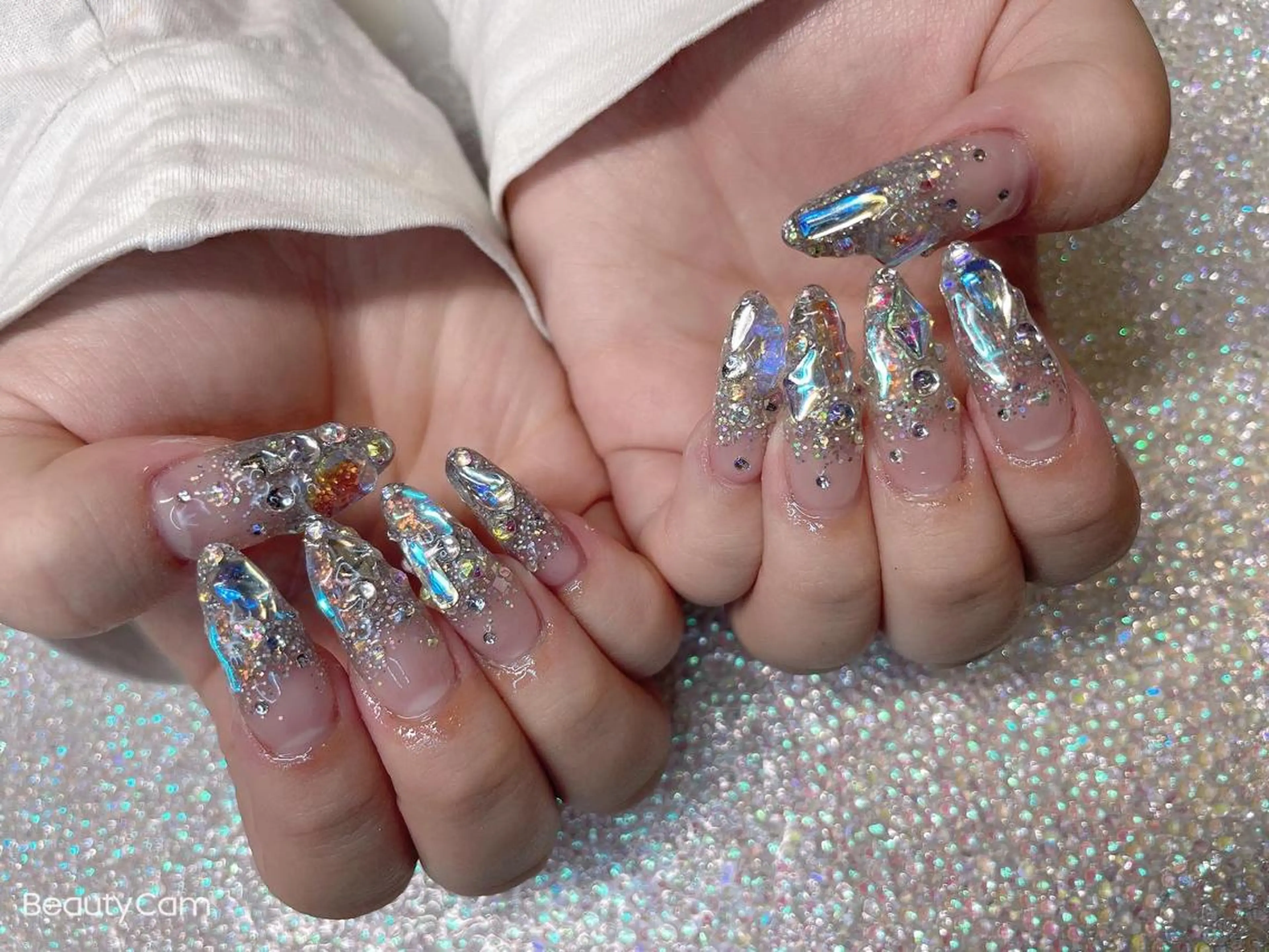 ロング ネイル ラメ(グリッター) ラメグラデーション ワンカラーネイル ハンドネイル 《LB》ラブリエ Nail&eyeのマツエク・マツパデザイン