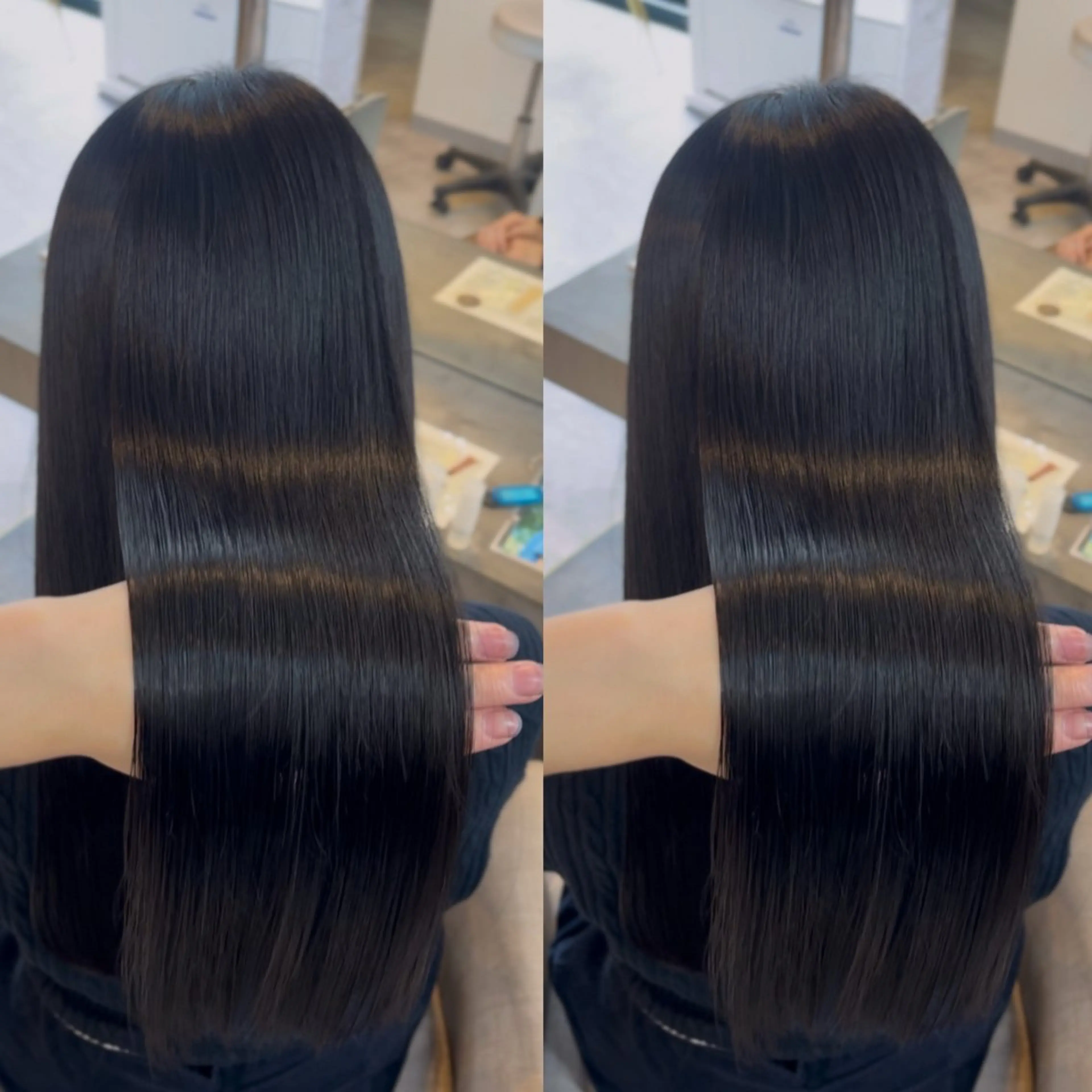 ロング カラー 黒髪 ブルーカラー ブルーブラック ヘアカラー mimi☪️ 艶髪髪質改善/メンズのヘアスタイル