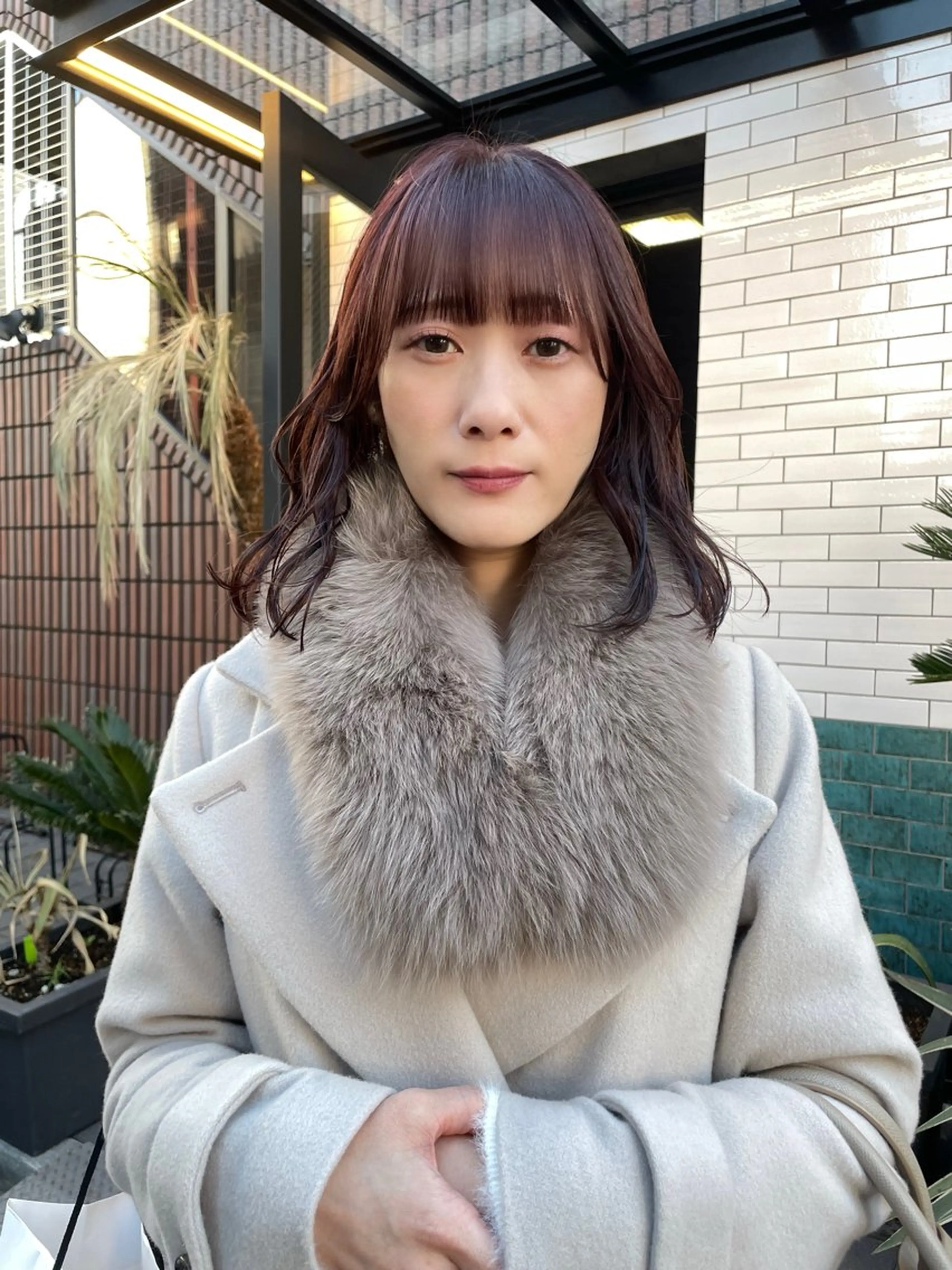 ミディアム カラー パーマ ヘアアレンジ レイヤー/ 透明感カラー/マドカのヘアスタイル