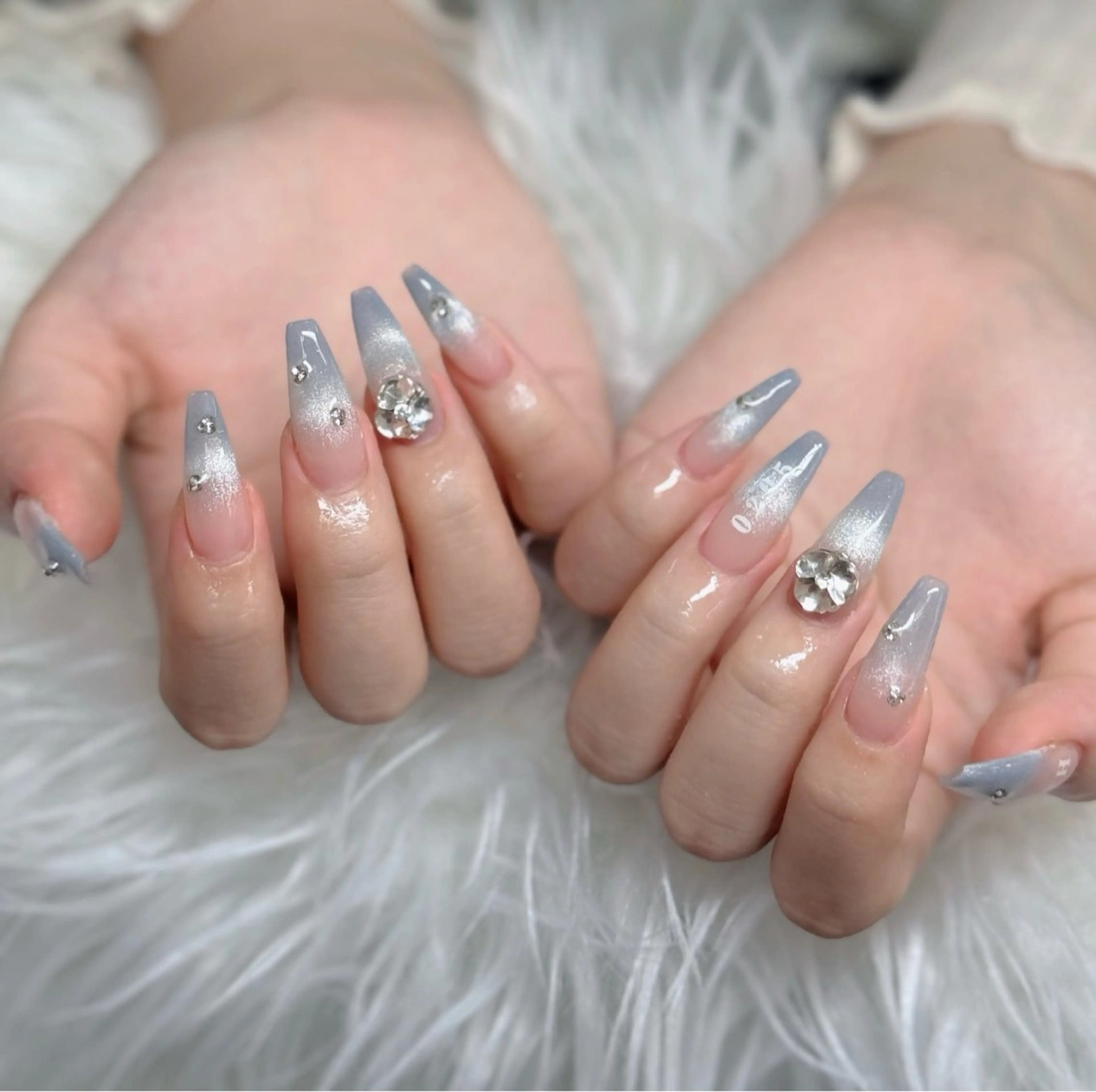 ネイル ロングネイル マグネットネイル リボン 夏ネイル スーパーロングネイル ハンドネイル Hani nailsalonのネイルデザイン