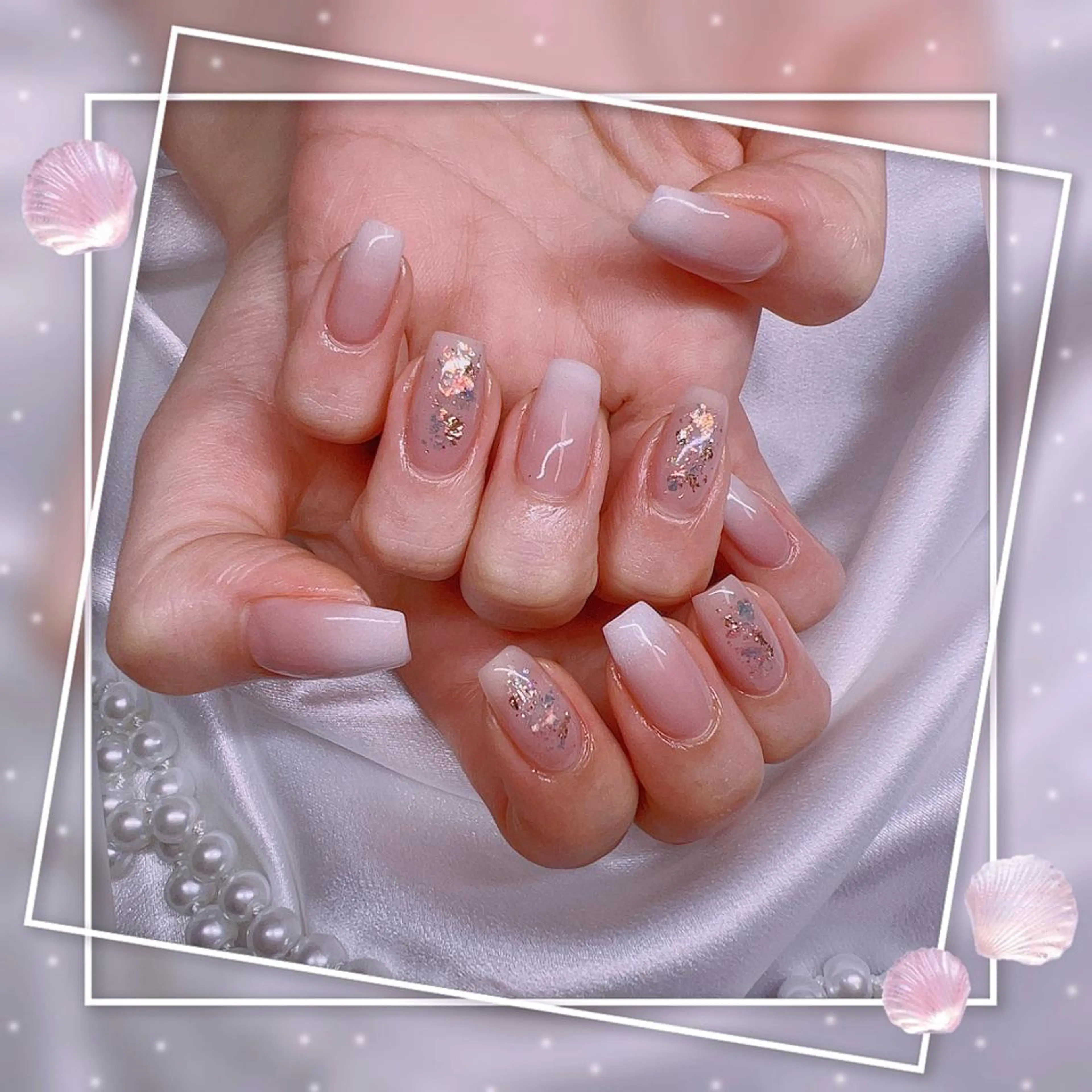 ネイル フレンチネイル キラキラネイル 韓国ネイル マグネットネイル マグネットフレンチ ハンドネイル ハンドケア Chill Nailsalonのネイルデザイン