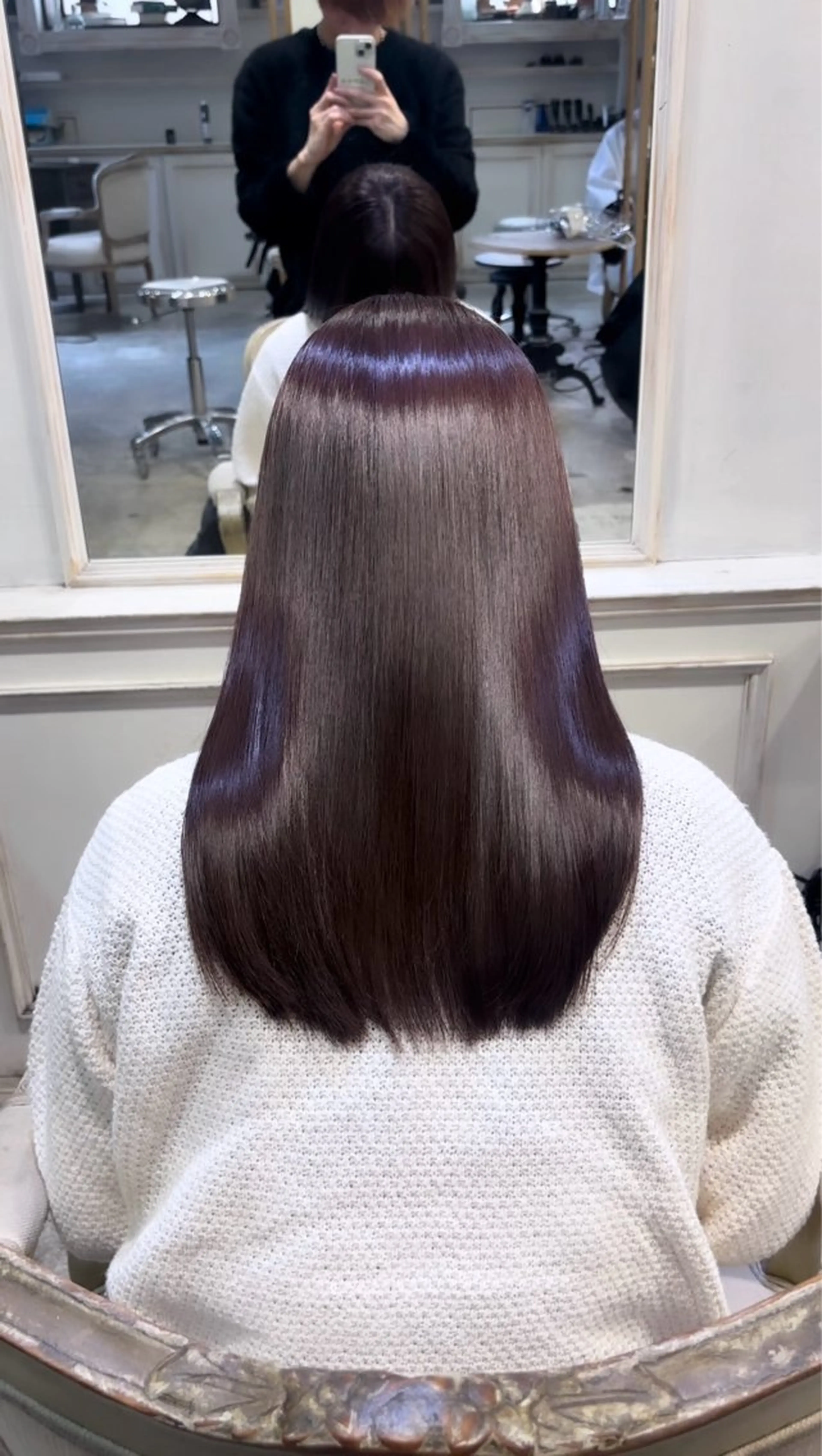 ミディアム カット ヘアカラー 縮毛矯正 ⭐️ 傷まないカラー 美髪矯正 ⭐YUKIのヘアスタイル