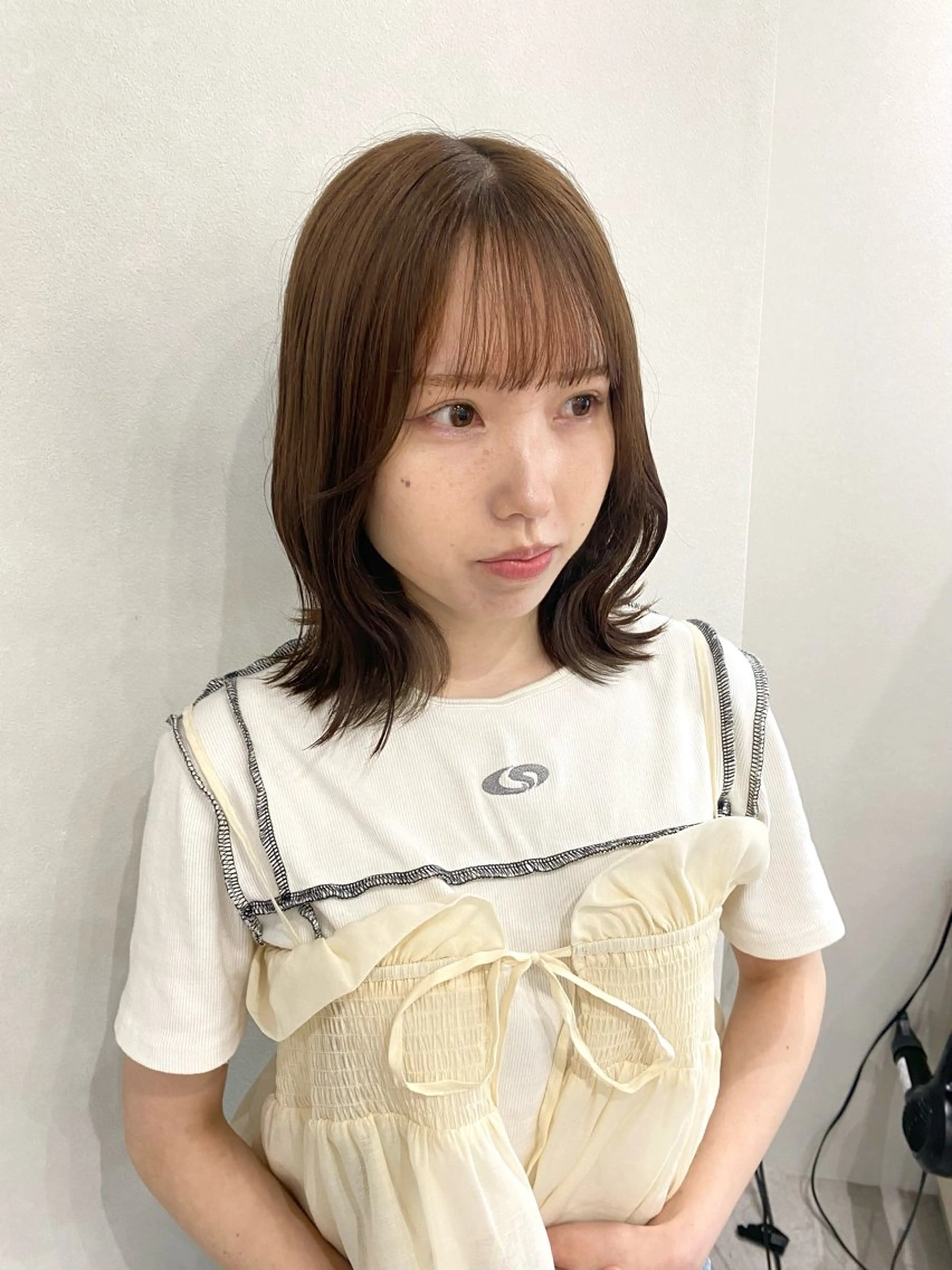 ミディアム カラー ヘアアレンジ ベージュカラー オリーブベージュ ヘアカラー ボブ /ニュアンス/ satomi🧸💖のヘアスタイル