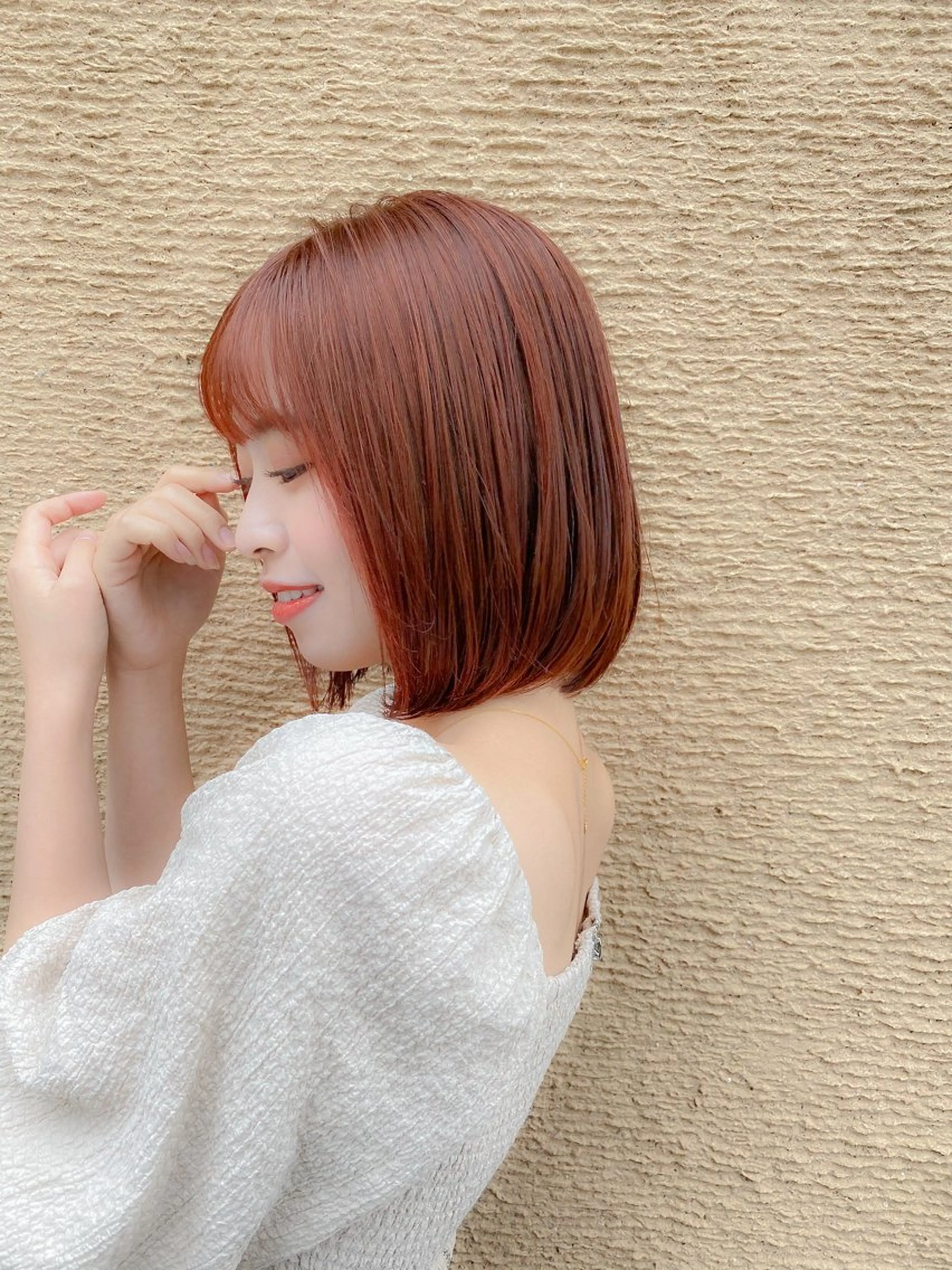 ショート たぴ。ぱつっとボブ /暖色艶カラー🍒のヘアスタイル