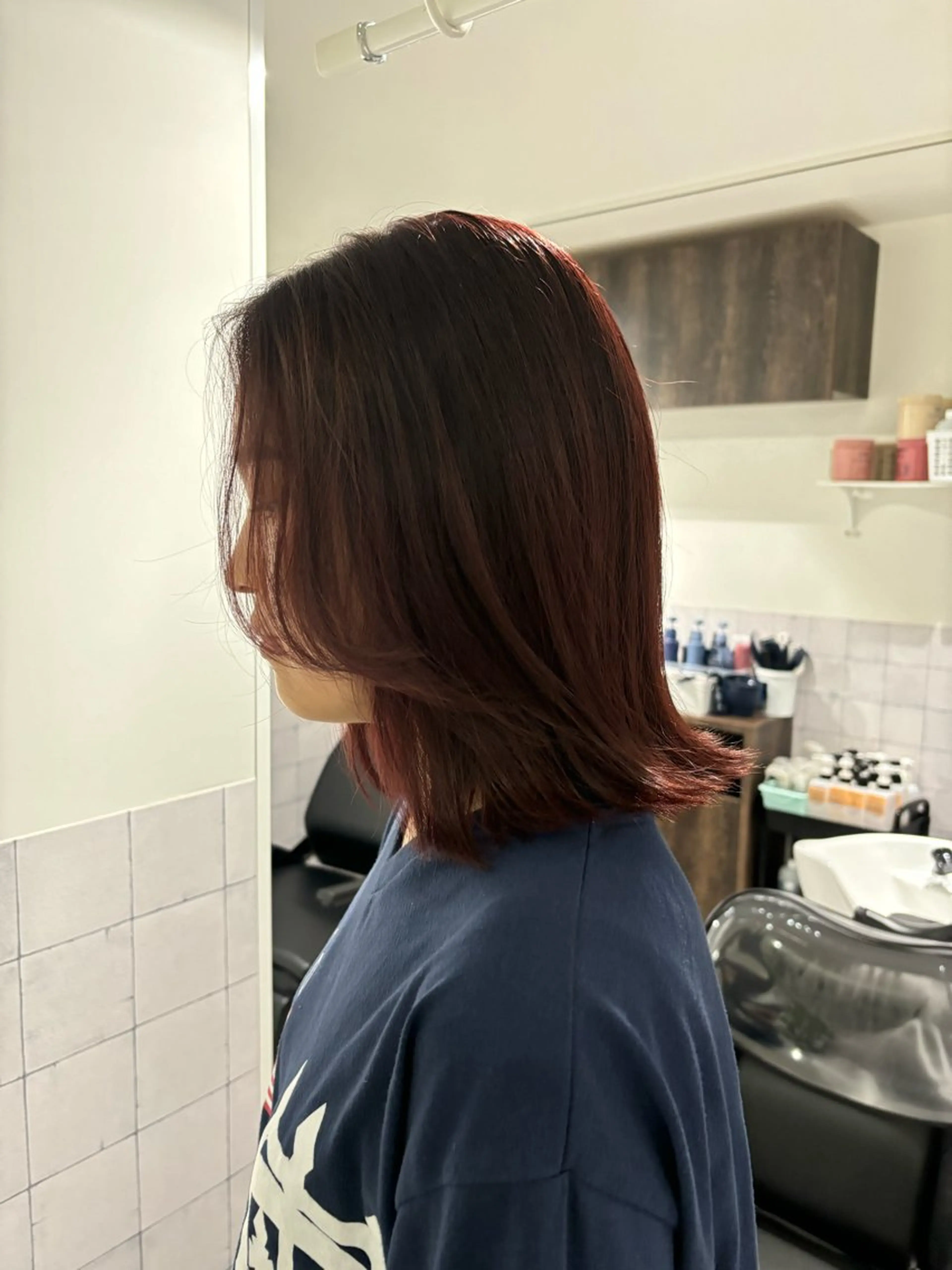 ミディアム カラー レッドカラー ヘアカラー トリートメント AO所属・Haruka🌺府中 /ボブ/海外ヘアのヘアスタイル