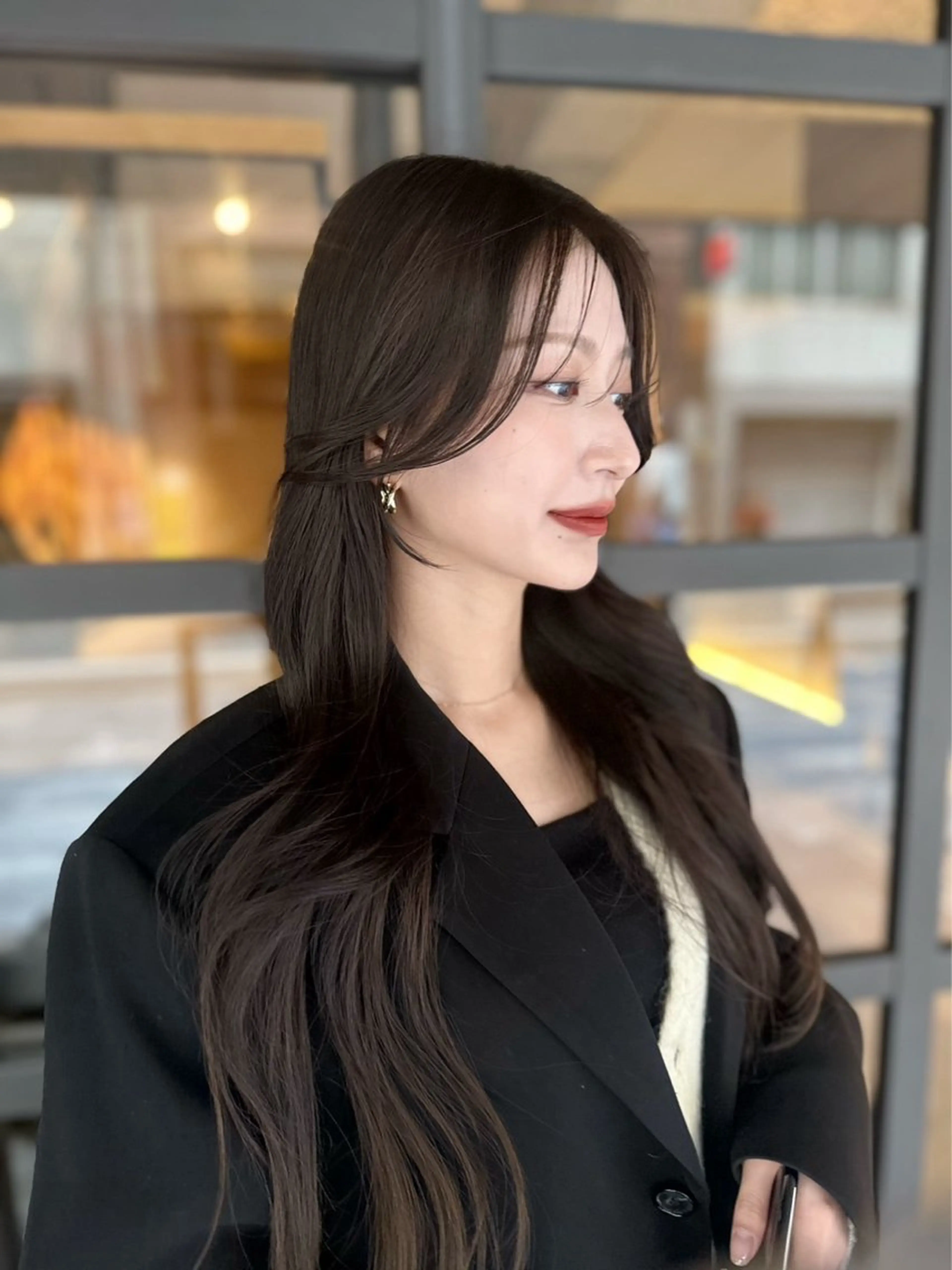 ロング カラー 透明感カラー 韓国風ヘア りん/ワンホン/艶髪 ／小顔顔周りカットのヘアスタイル