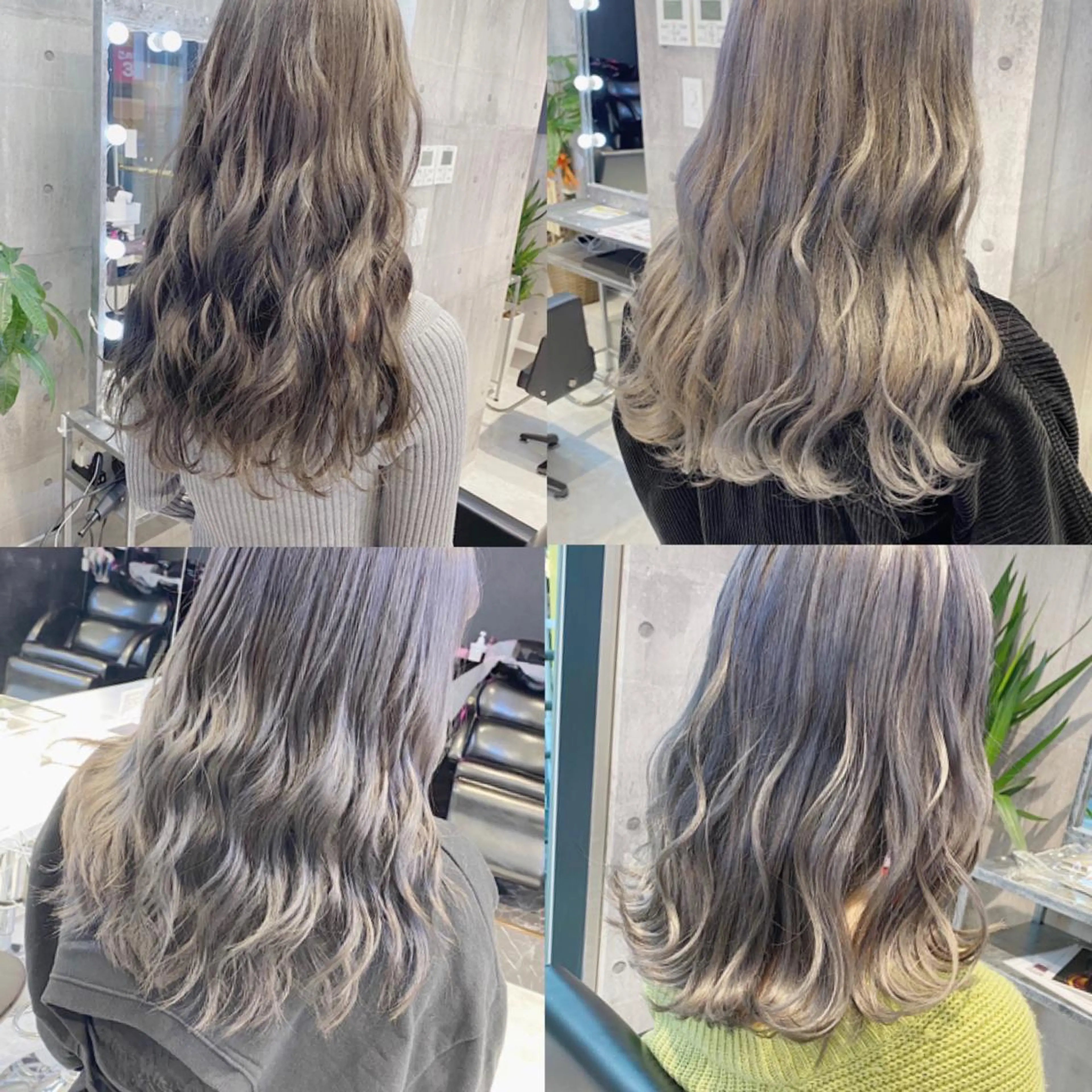 ミディアム アッシュ アッシュグレー ピンクブラウン 外国人風カラー ハイライト 💛ムラ修正ブリーチ 💛YUUのヘアスタイル