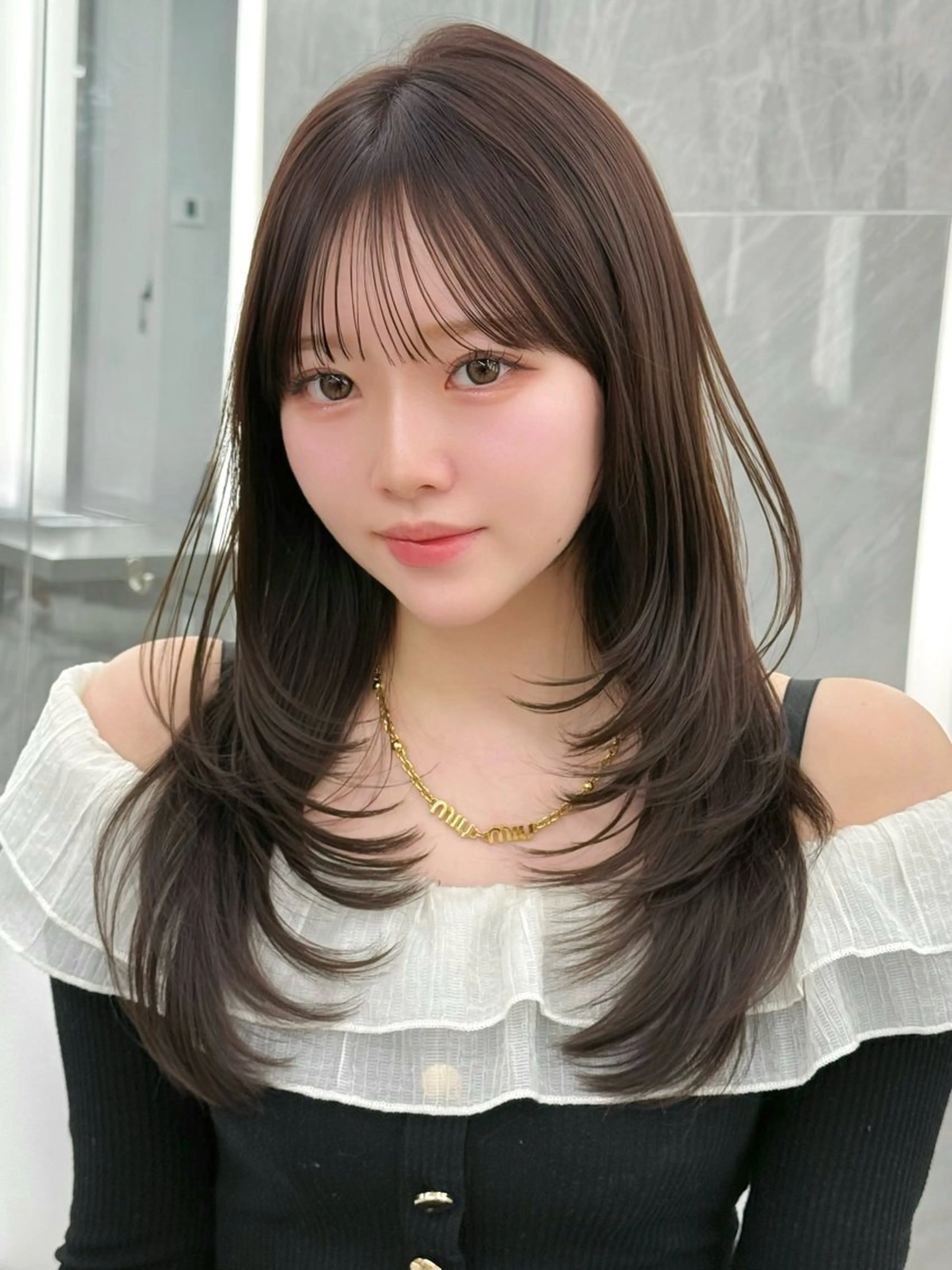 セミロング カラー カット ヘアカラー トリートメント MAEUL luna所属・前髪顔周り/レイヤー 韓国/桔川恒のヘアスタイル