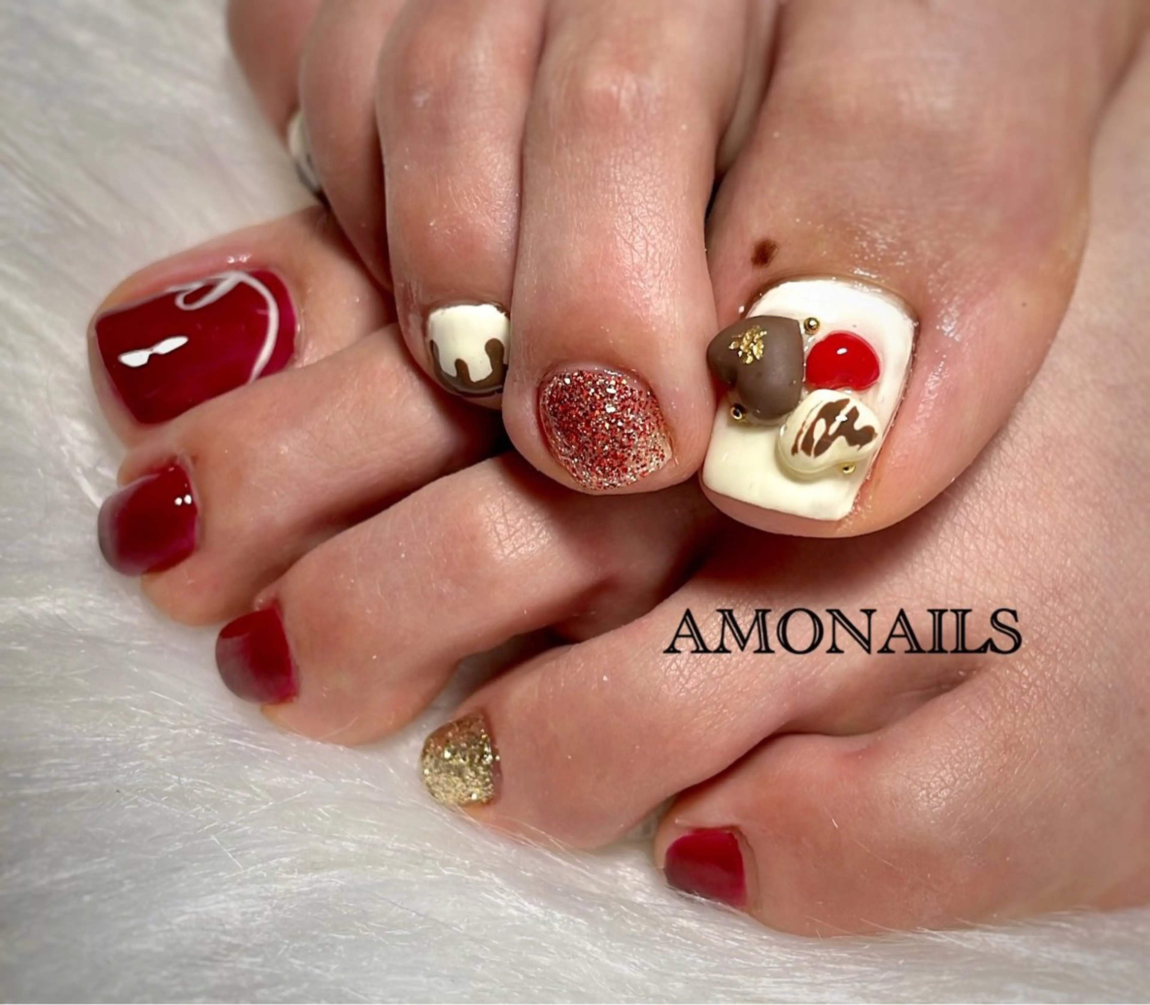 ネイル バレンタイン ハンドネイル フットネイル AMONAILS *.のネイルデザイン