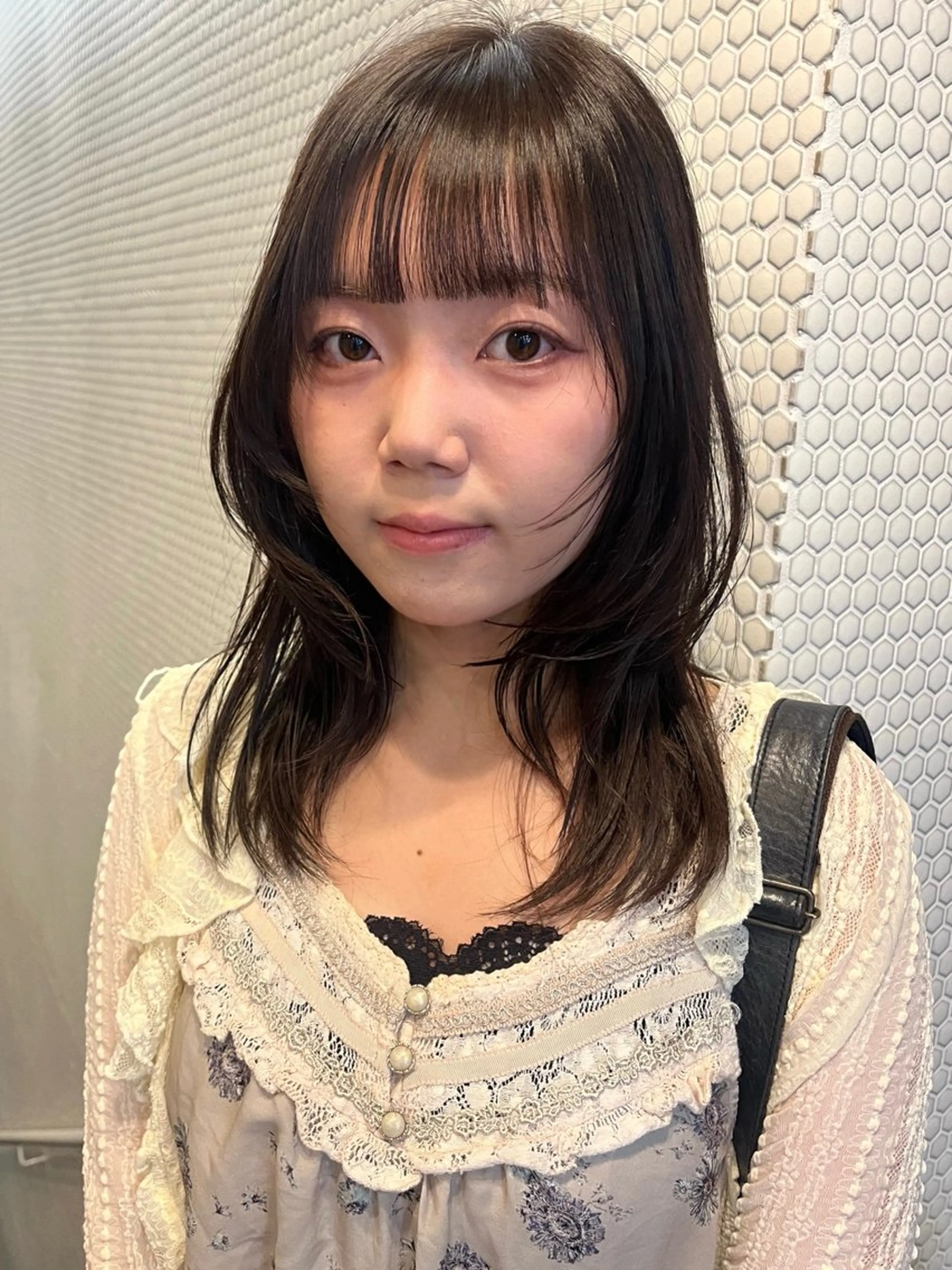 ミディアム ハッシュカット カット ヘアカラー レイヤー/暖色/ 髪質改善/永礼芳果のヘアスタイル