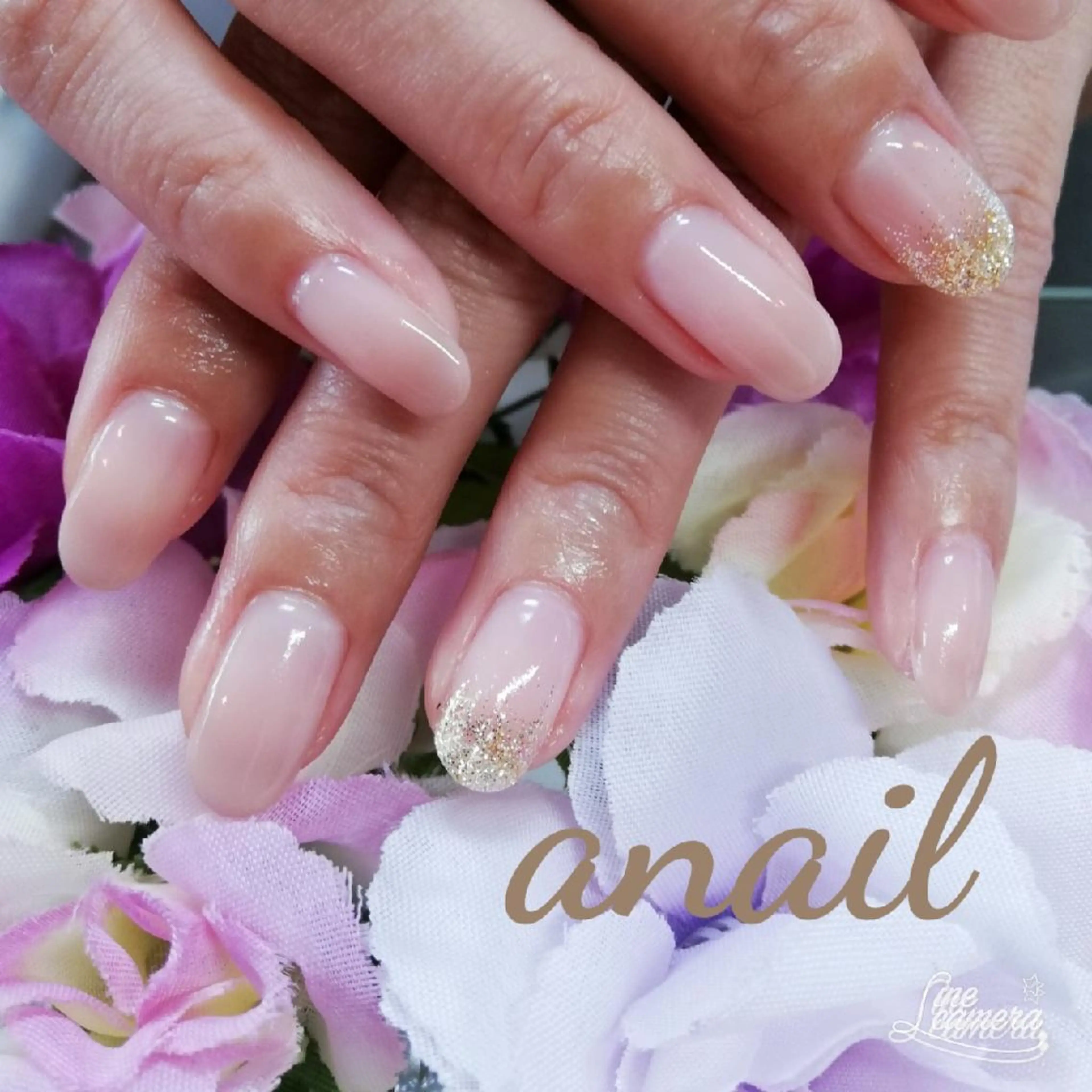 ネイル ゴールド グラデーション ピンク シンプルネイル ネイルサロン エーネイルのネイルデザイン