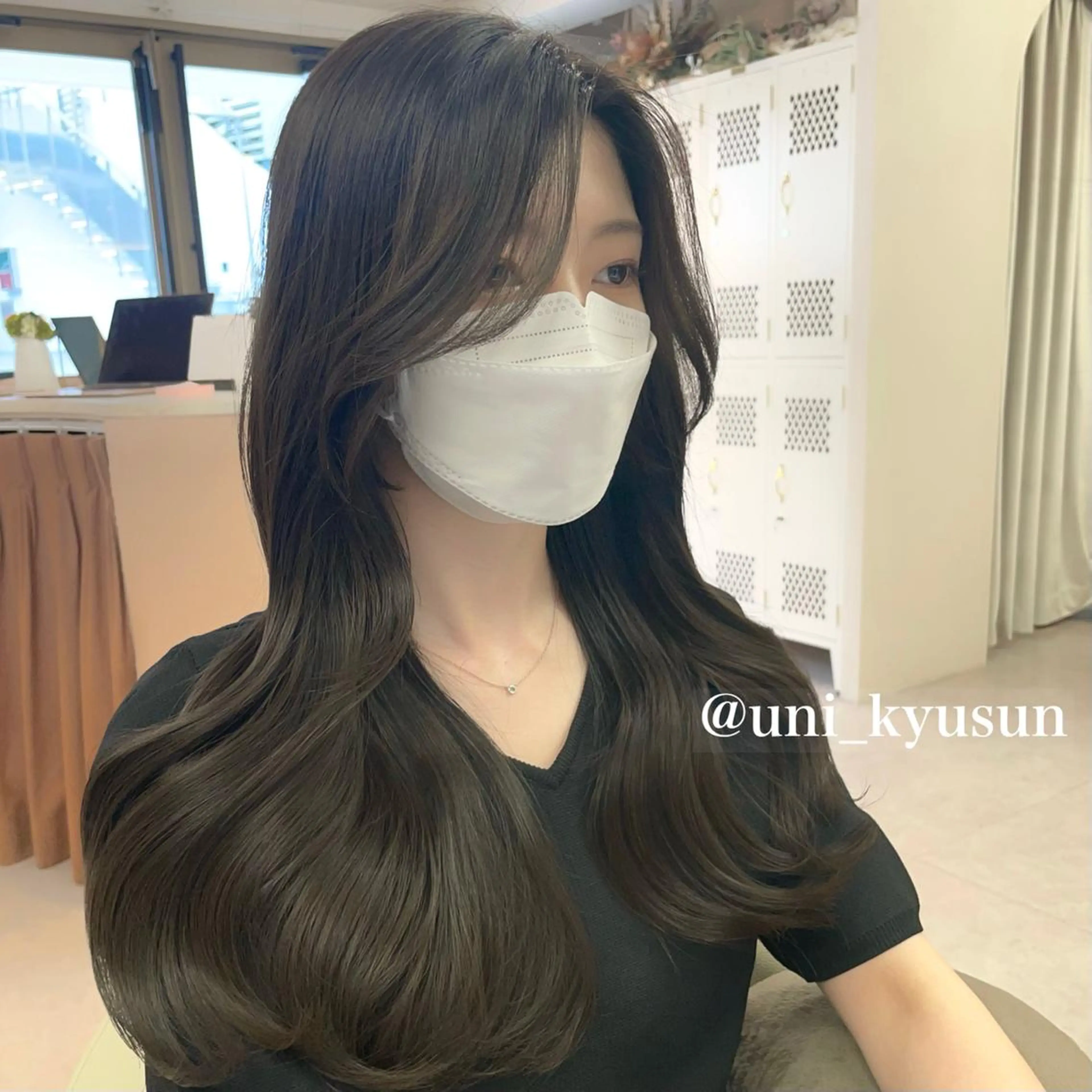 ロング カラー カット ヘアカラー トリートメント 本格韓国ヘア🇰🇷 【uni】キューさんのヘアスタイル