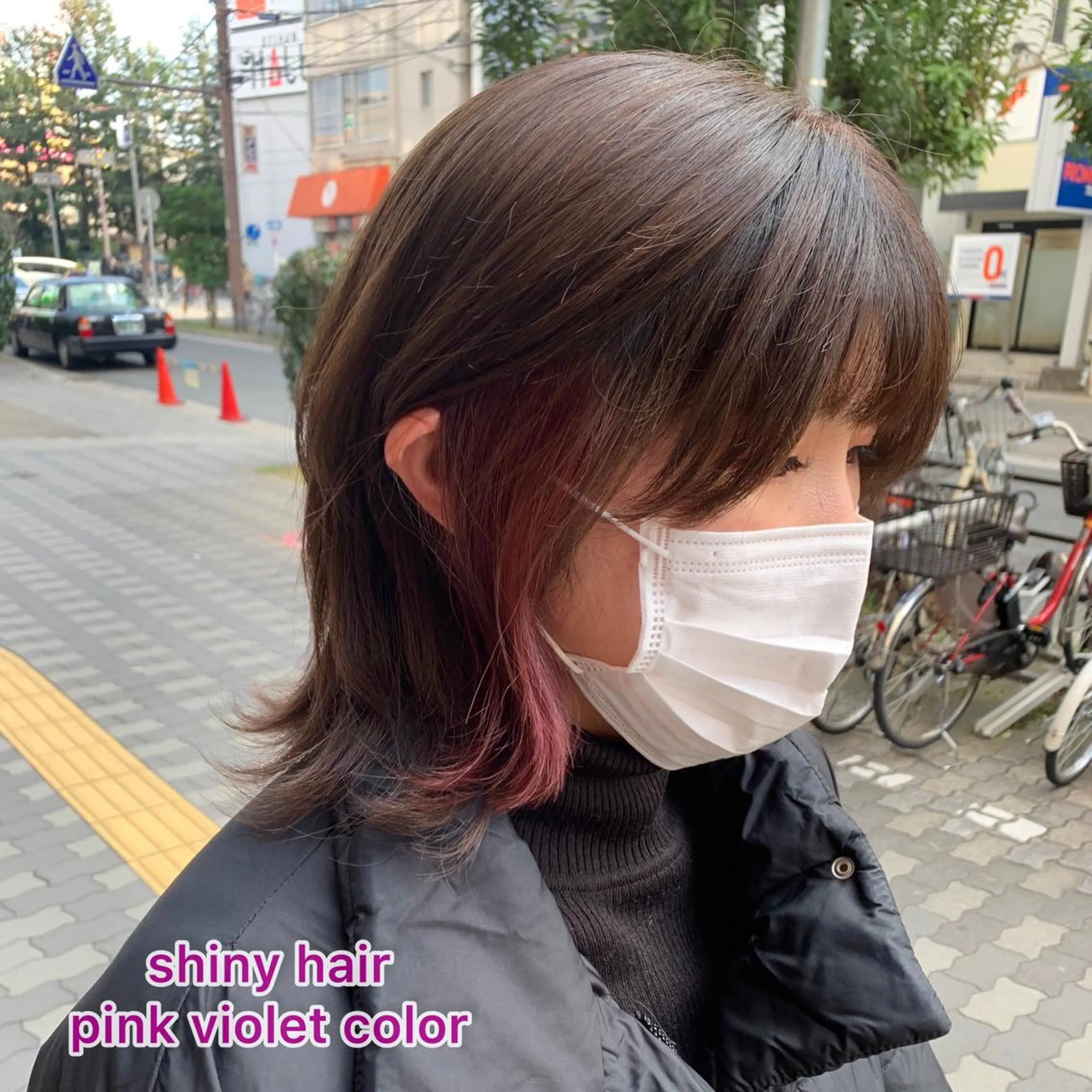 ミディアム カラー ピンクカラー バイオレットカラー カット ヘアカラー トリートメント 上田 紗也のヘアスタイル