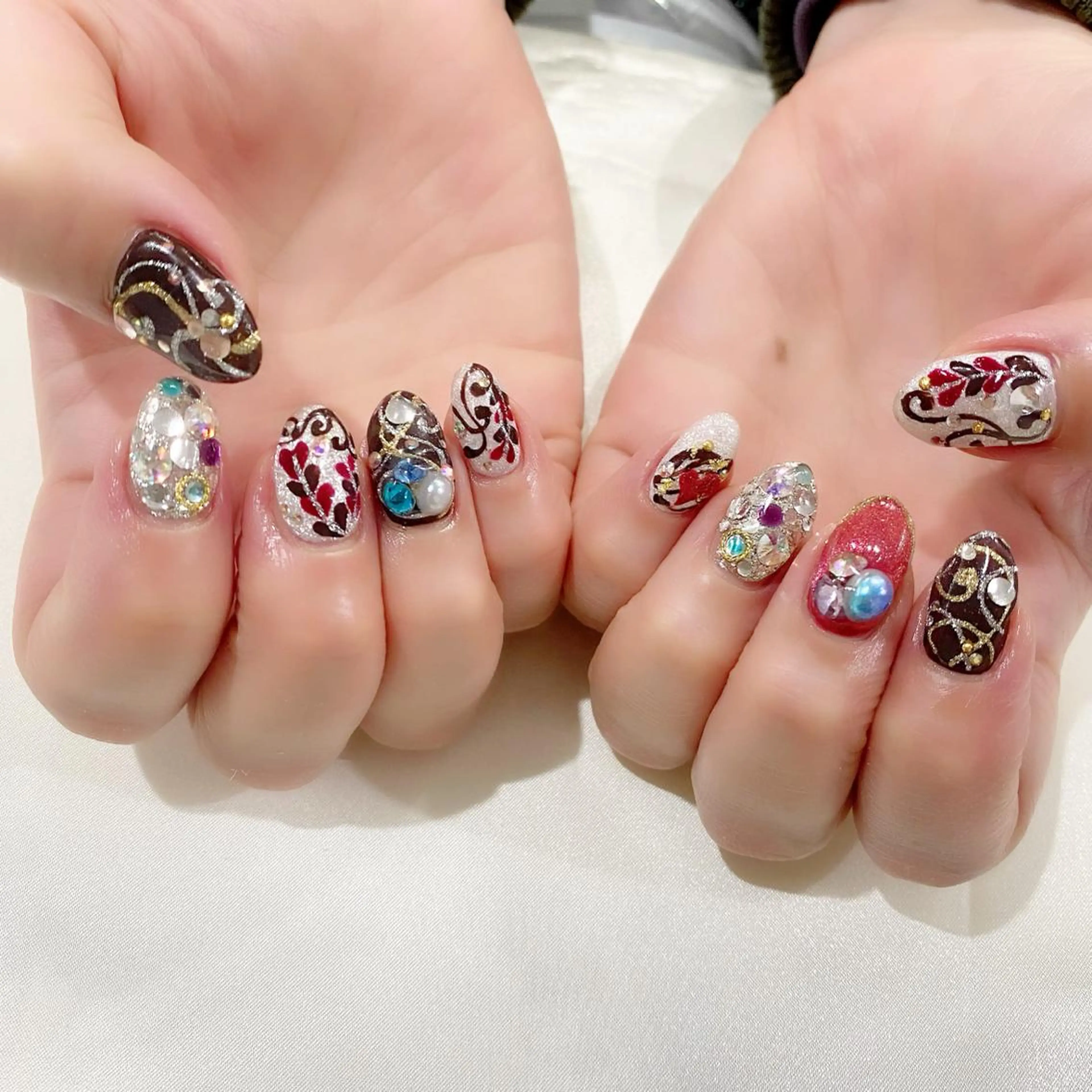 ネイル ハート バレンタイン 冬ネイル ハンドネイル Salon Kのネイルデザイン