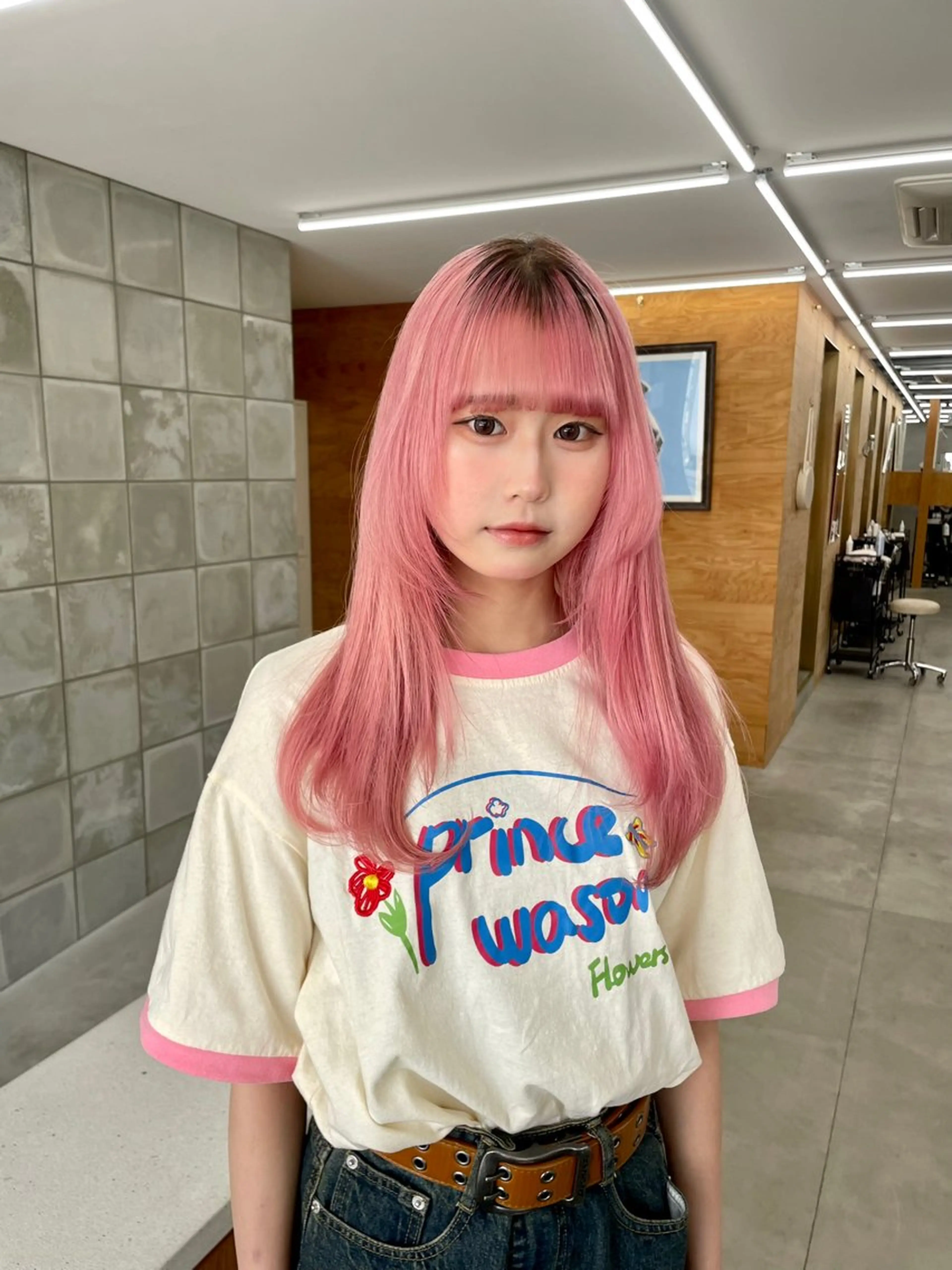 セミロング カラー ピンクカラー tuco mireiのヘアスタイル