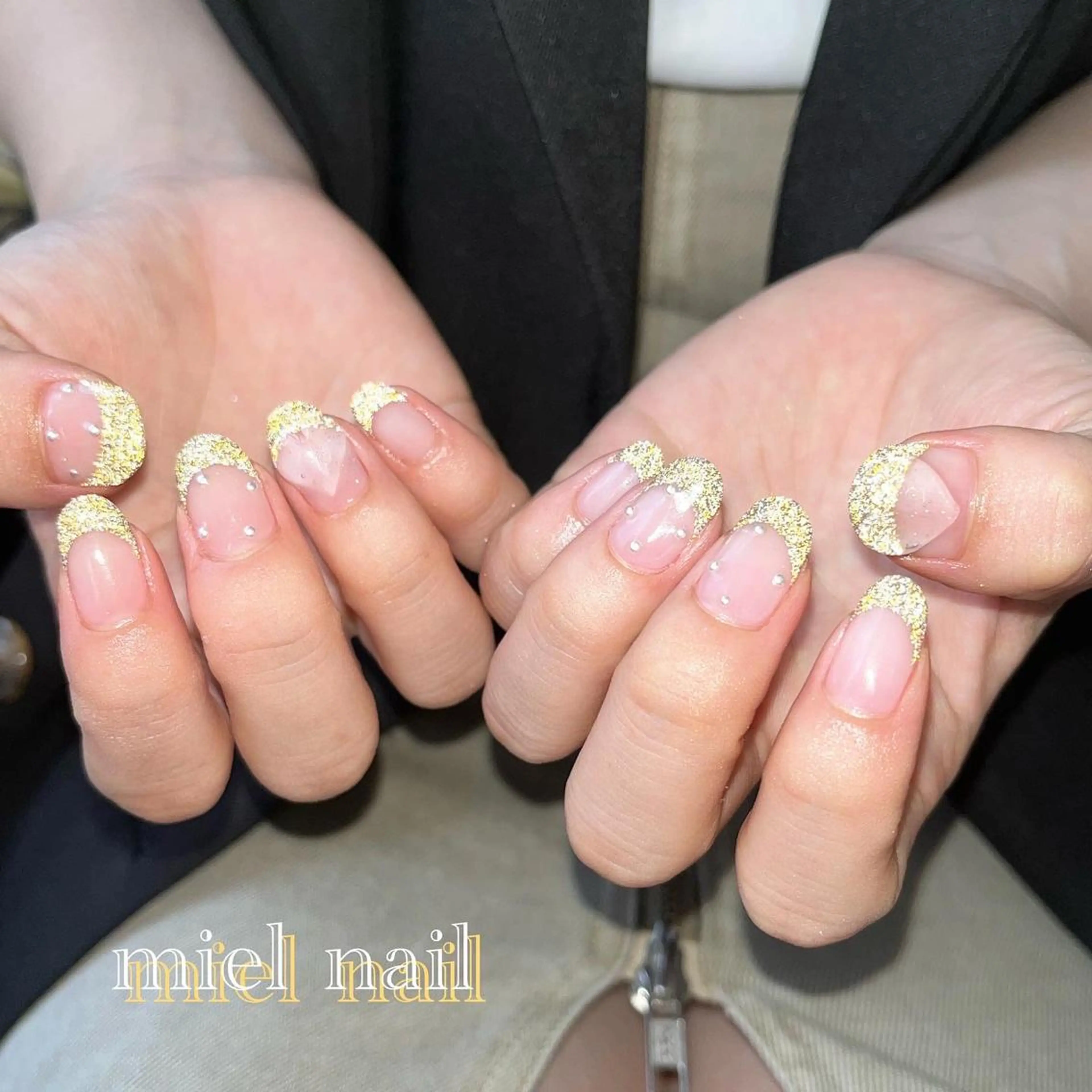 ネイル アートネイル クリアネイル フラッシュネイル フレンチネイル ハート miel nailのネイルデザイン