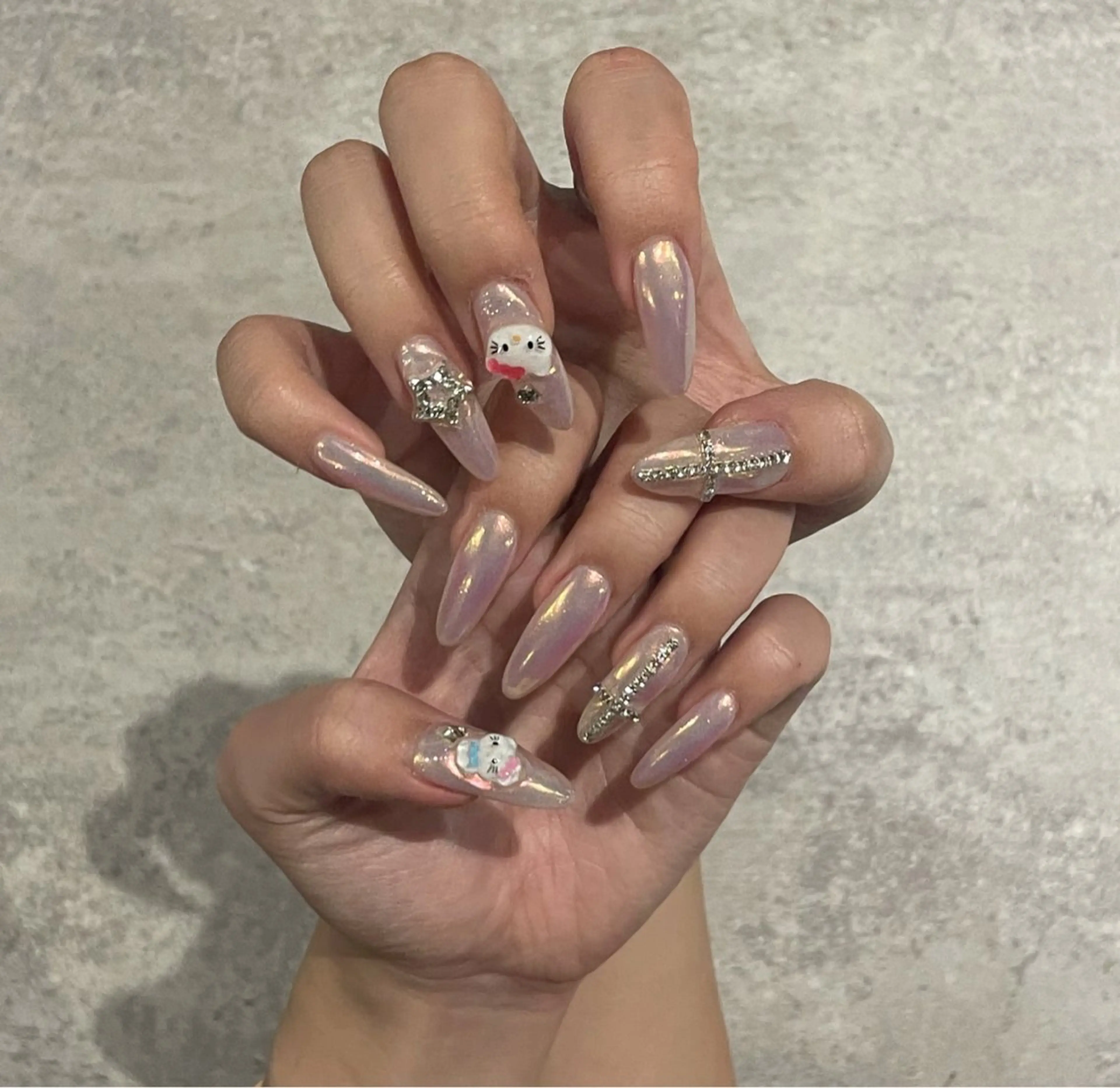 ネイル オーロラネイル ピンク DigNail Moeのネイルデザイン