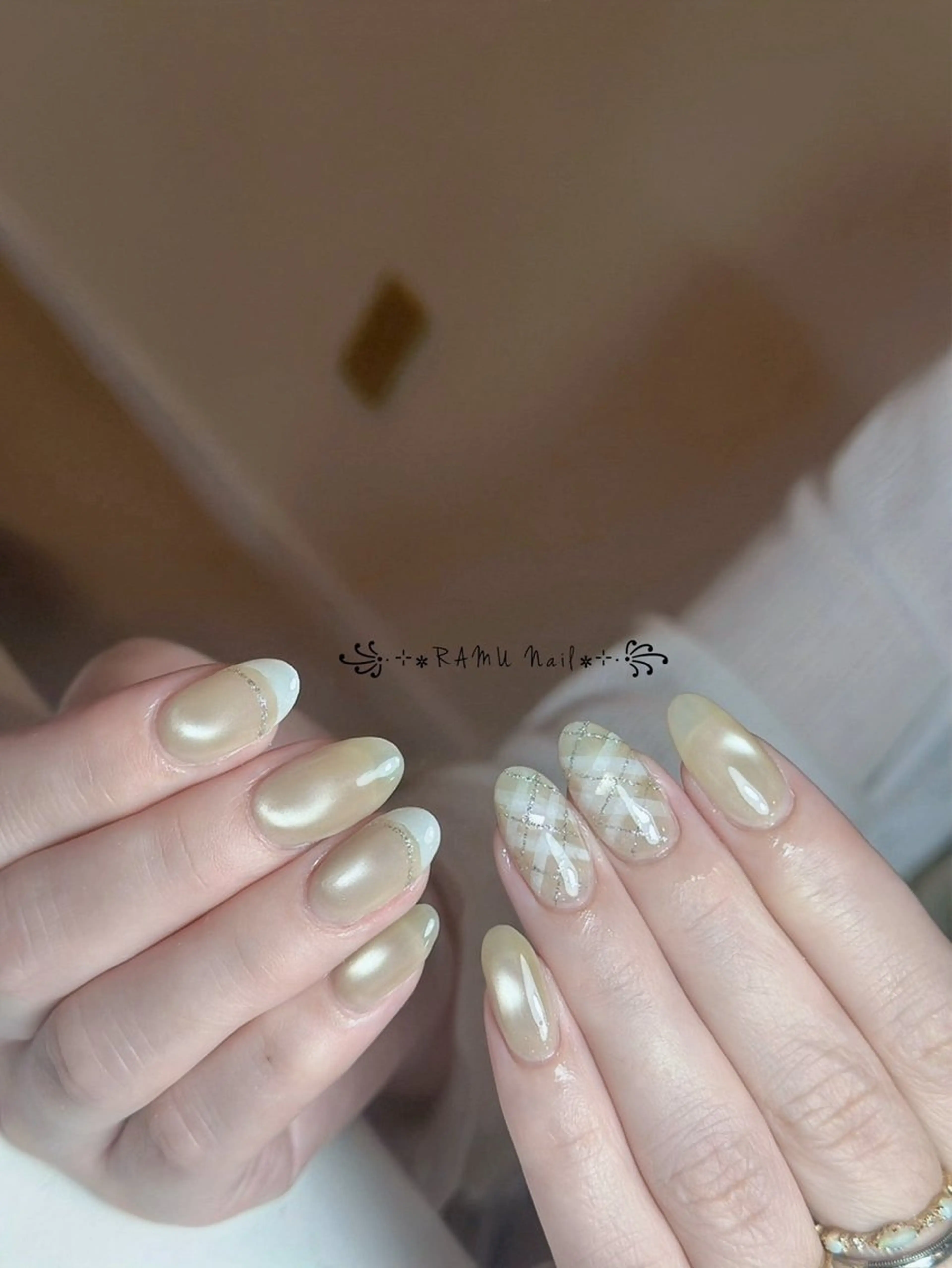 ネイル キラキラネイル マグネットネイル ミラーネイル ピンク 夏ネイル ハンドネイル RAMU Nail 恵比寿店のネイルデザイン