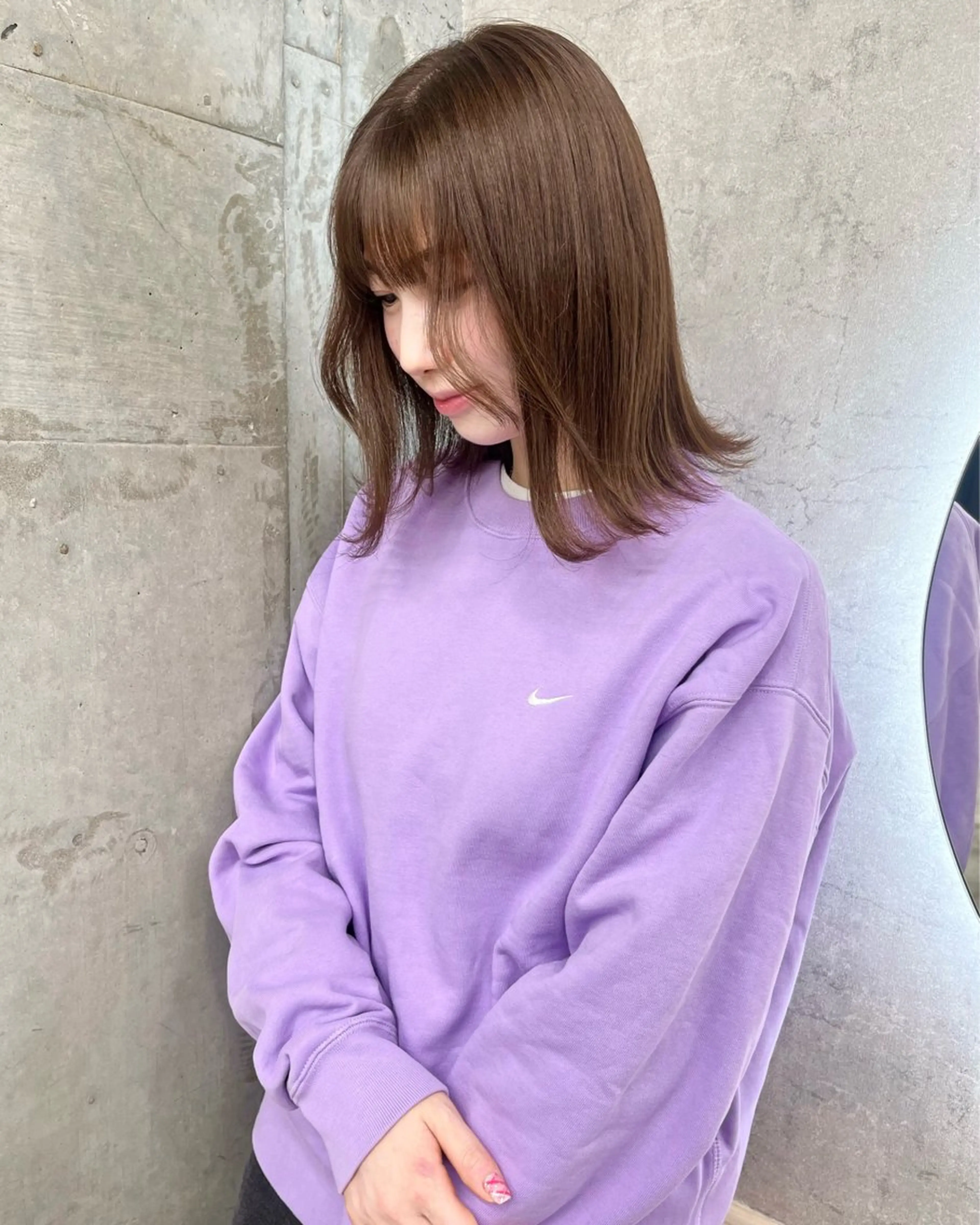 ミディアム カラー ベージュカラー ブラウンカラー ブラウンベージュ 🩷Yui🩷 大人可愛い艶カラーのヘアスタイル