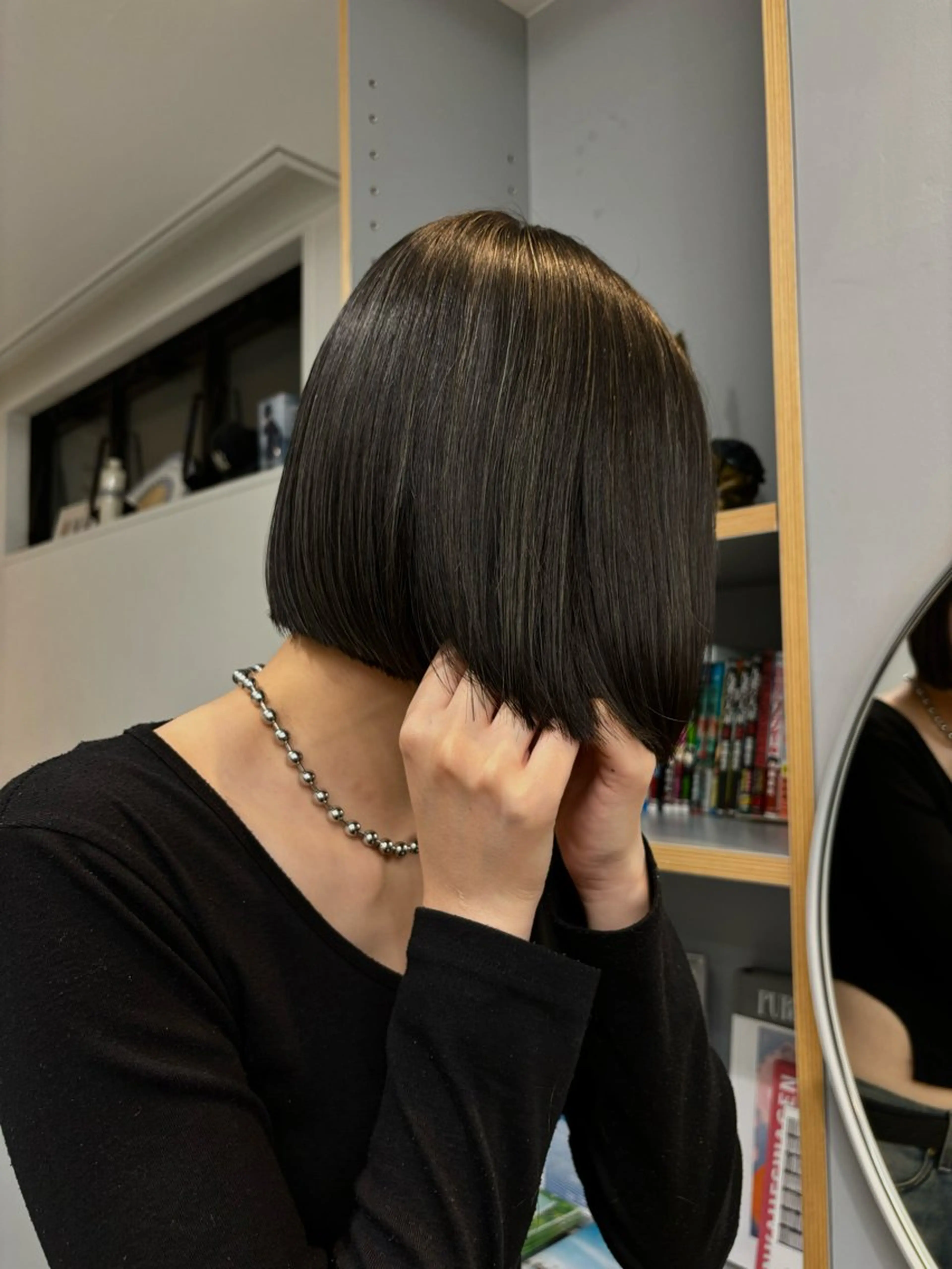 ショート 切りっぱなしボブ ボブ ハイライト pole所属・札幌メンズカット✄﻿ 女性目線のヘアのヘアスタイル