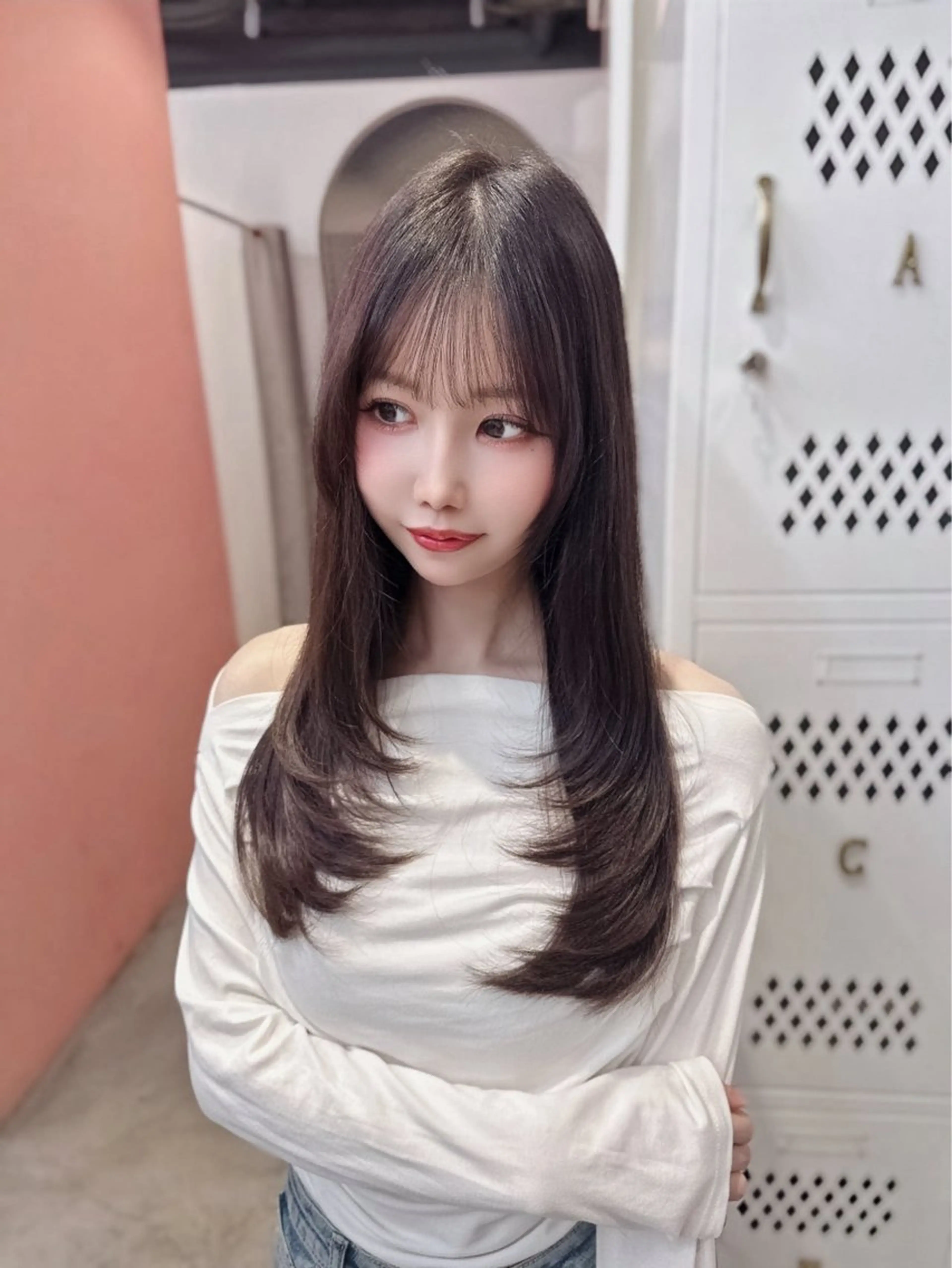 ロング カラー 顔周り似合わせ・巻け るレイヤー水谷航大のヘアスタイル