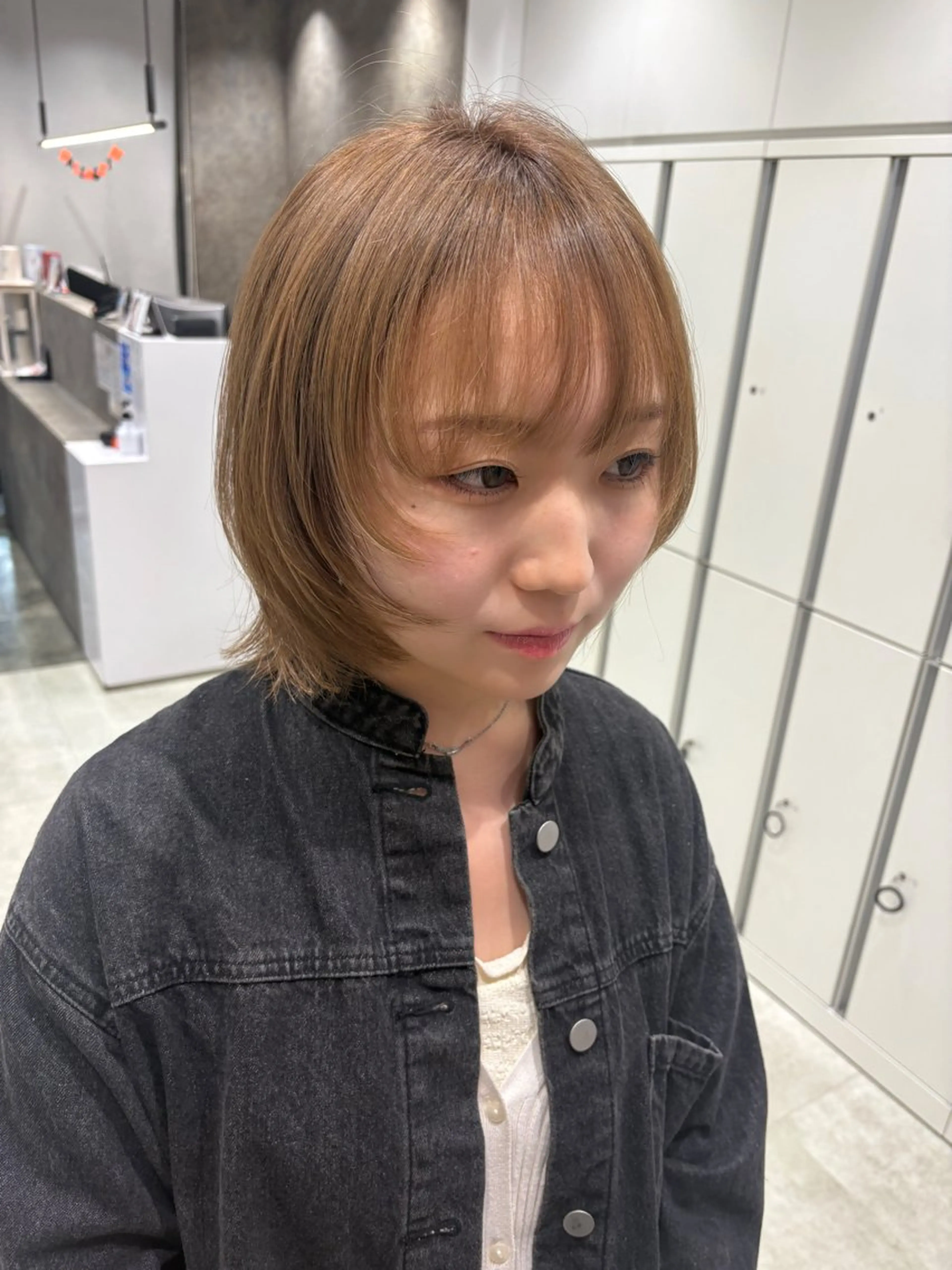 ショート カラー ボブレイヤー ボブ 顔まわりレイヤー 顔周りカット 韓国風ヘア ひな /鶴見BONECCAのヘアスタイル