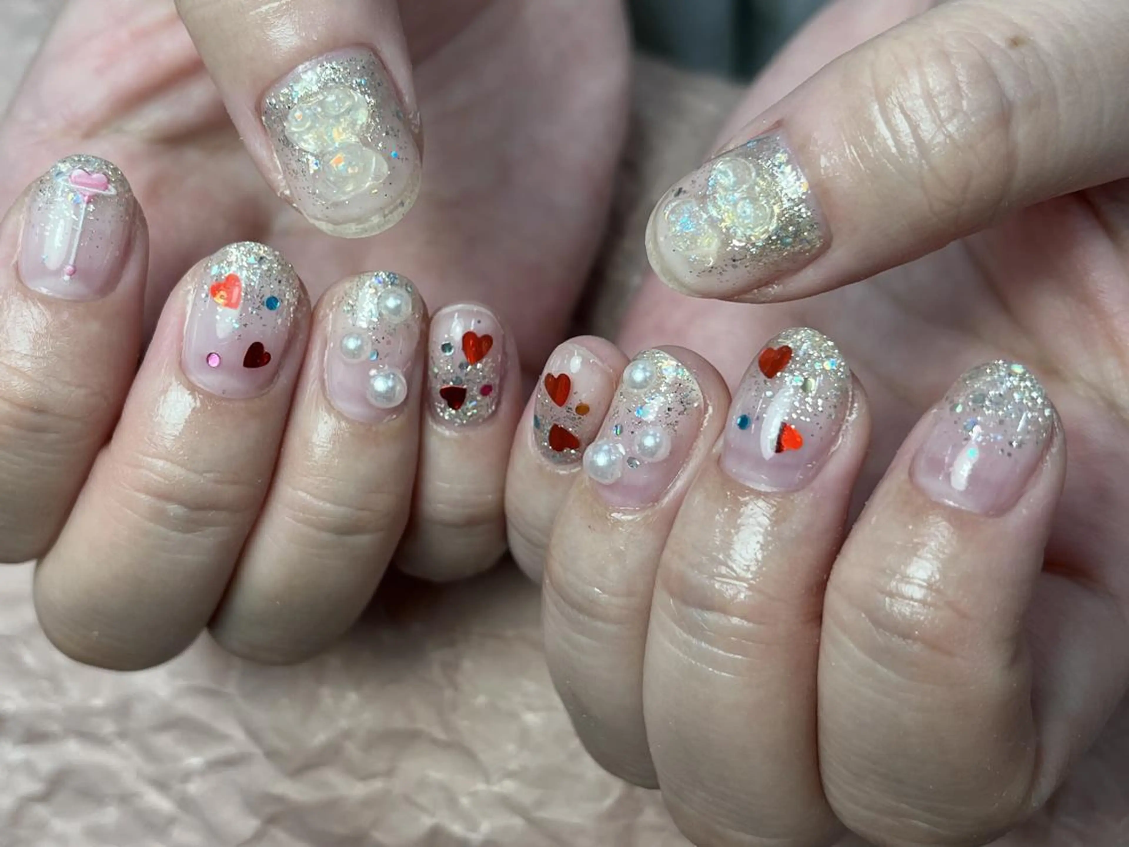 ネイル ハート キラキラネイル ラメ(グリッター) ハンドネイル ToliyDeliy Nail Salonのネイルデザイン