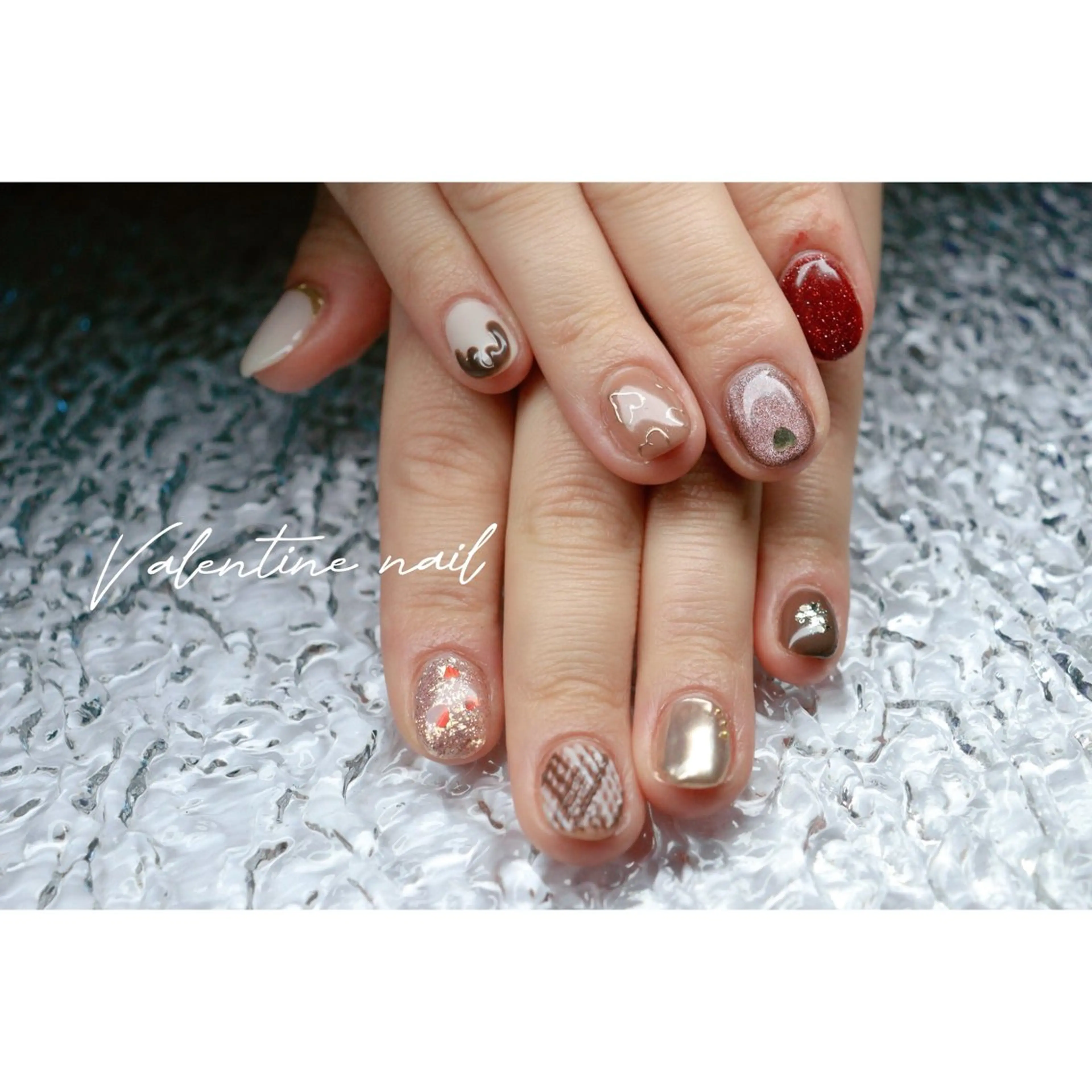 ネイル バレンタイン ハンドネイル mapple nailのネイルデザイン