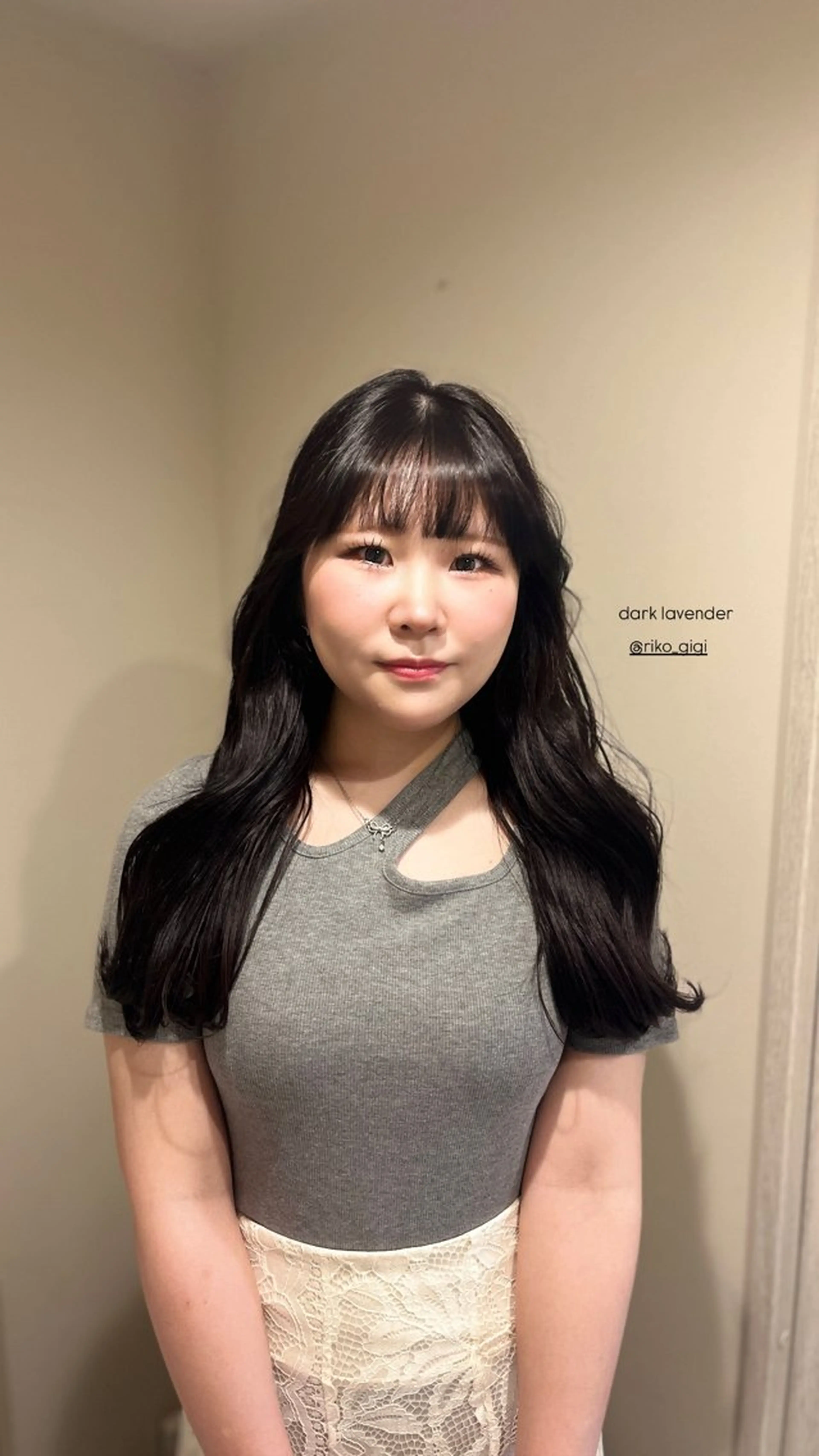 ロング カラー ラベンダーカラー Gigi 代々木所属・りこ 🐈‍⬛韓国艶カラーのヘアスタイル