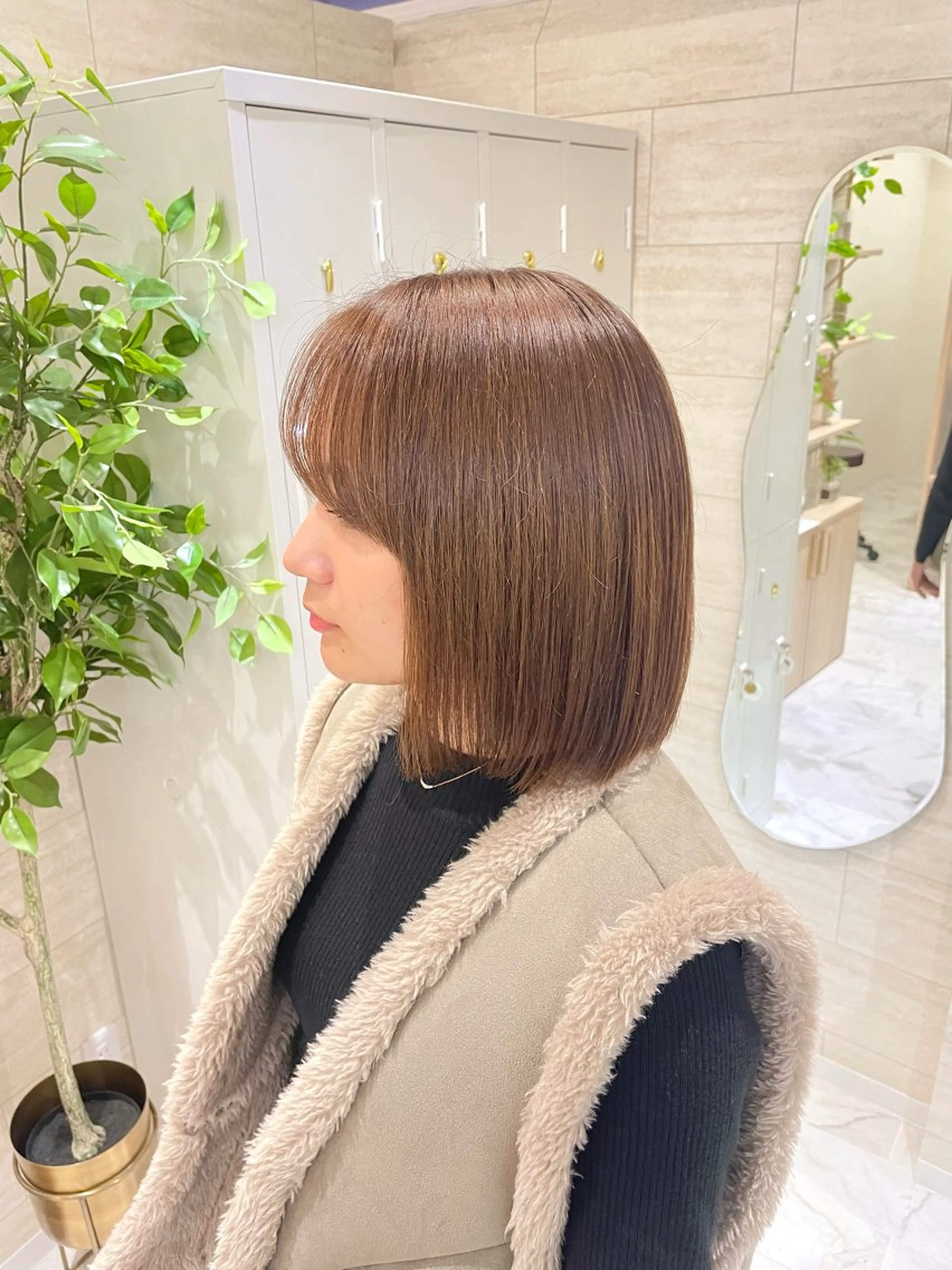 ミディアム カラー ベージュカラー ブリーチ ブリーチなしカラー Zina熊本/山下 開世/縮毛矯正のヘアスタイル