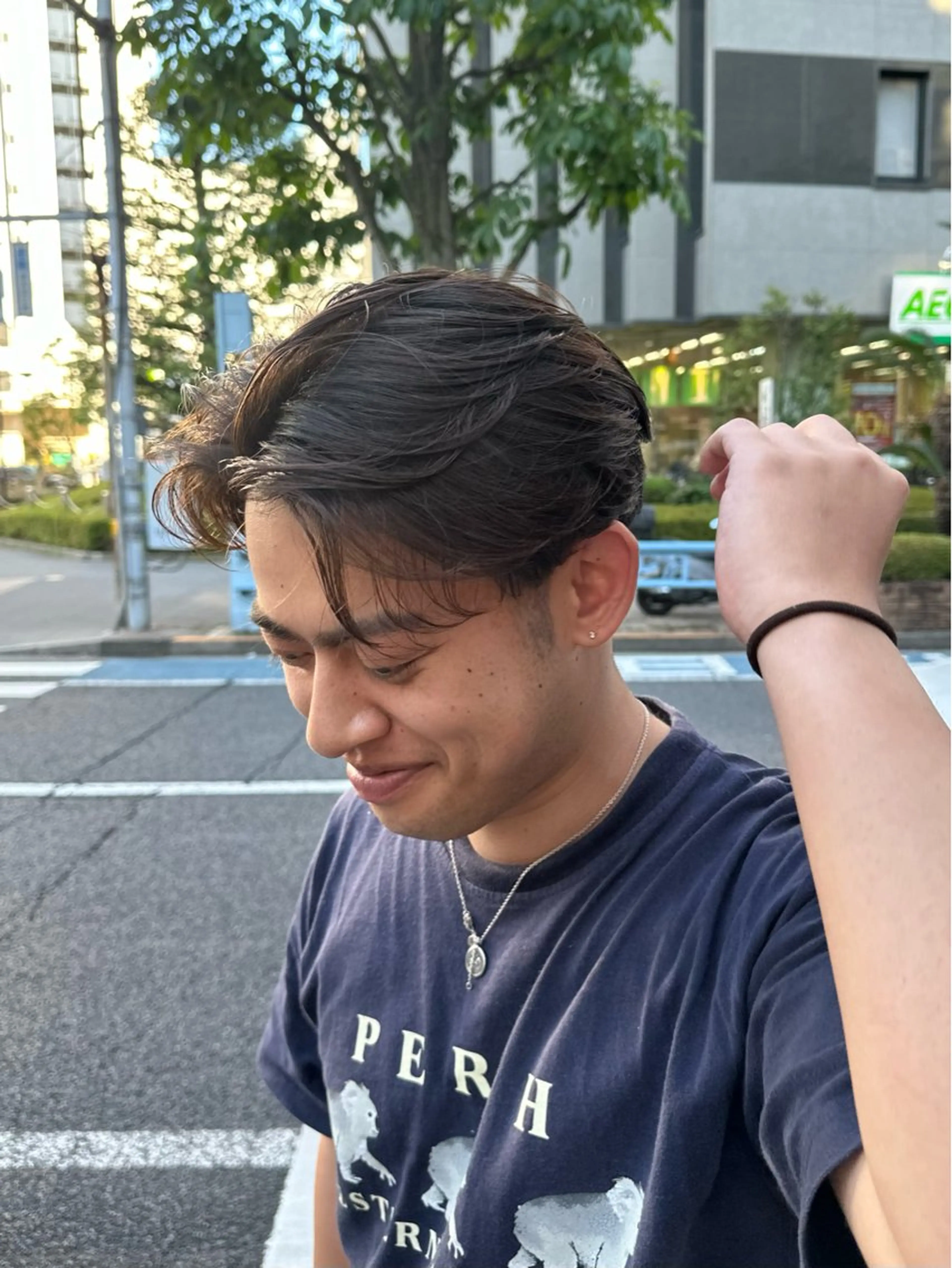 ミディアム パーマ メンズ カット パーマ 曲がる縮毛矯正/ メンズ縮毛/白澤のヘアスタイル