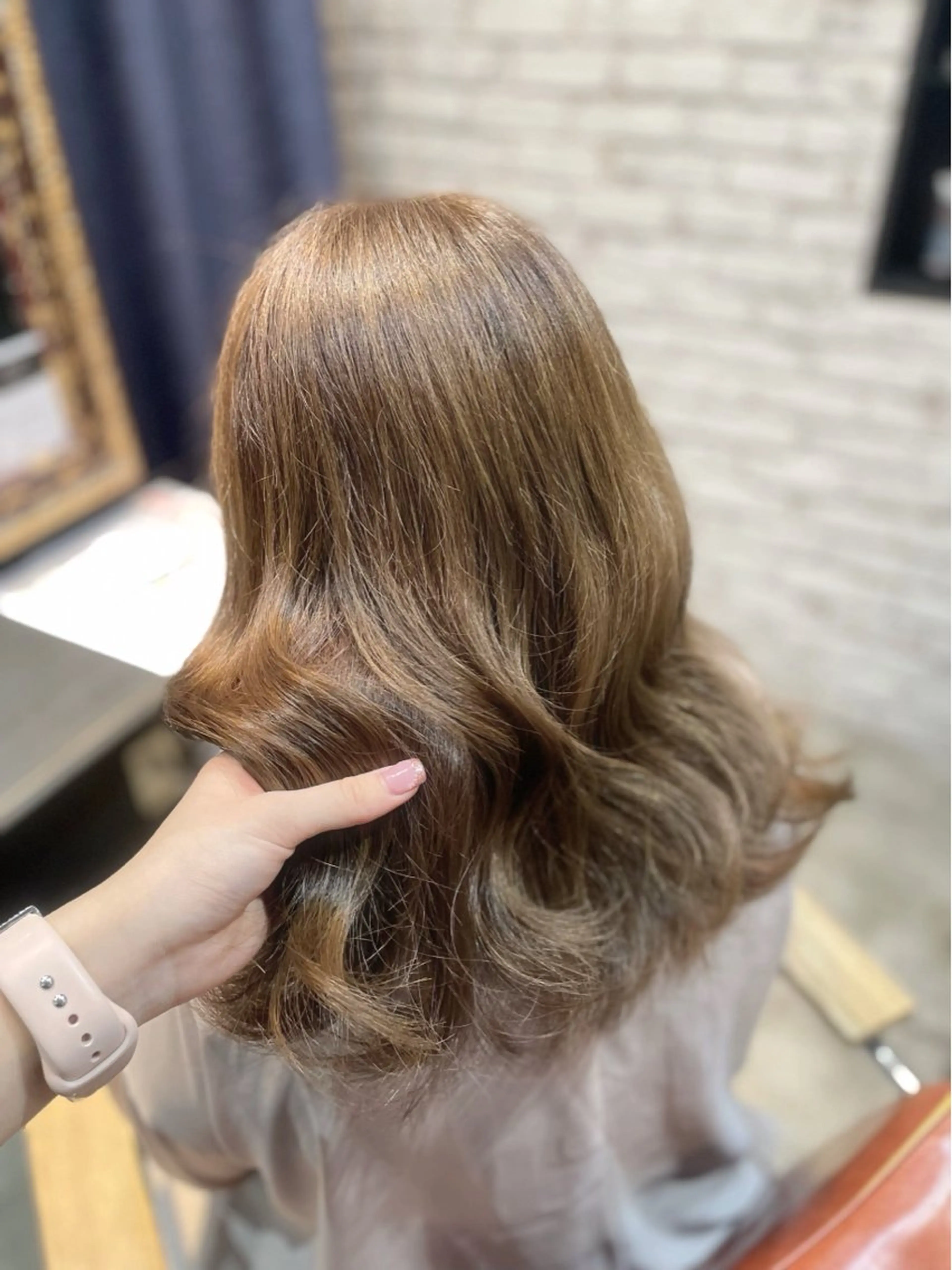セミロング カラー ベージュカラー カット 顔まわり🎀ピンク 💖ゆうなのヘアスタイル
