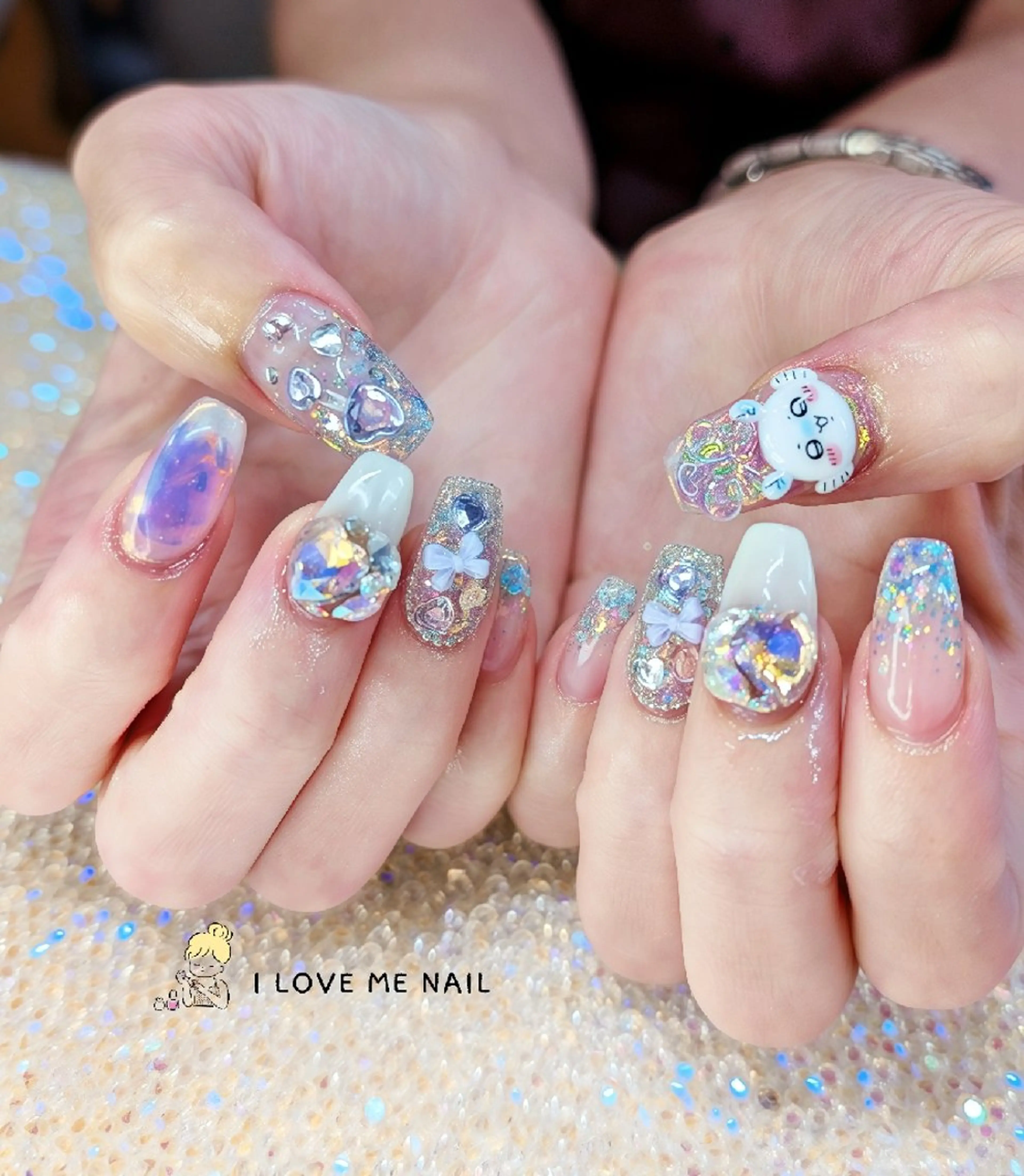 ネイル 長さ出し ハート 韓国ネイル マグネットネイル 持ち込み ハンドネイル I LOVE ME NAIL.｡.:*♡のネイルデザイン