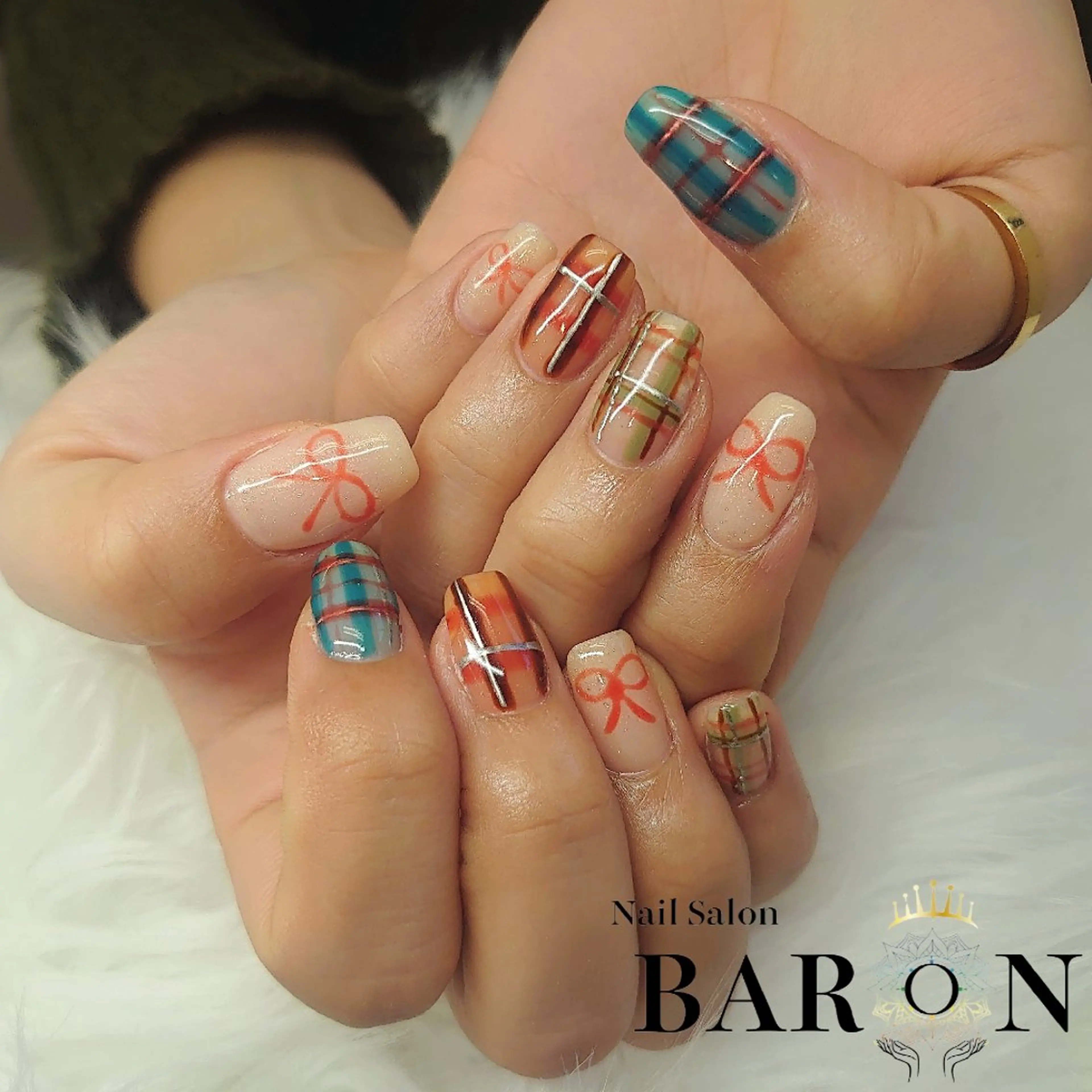 ネイル 持ち込み リボン ♛BARON♛ AOIのネイルデザイン