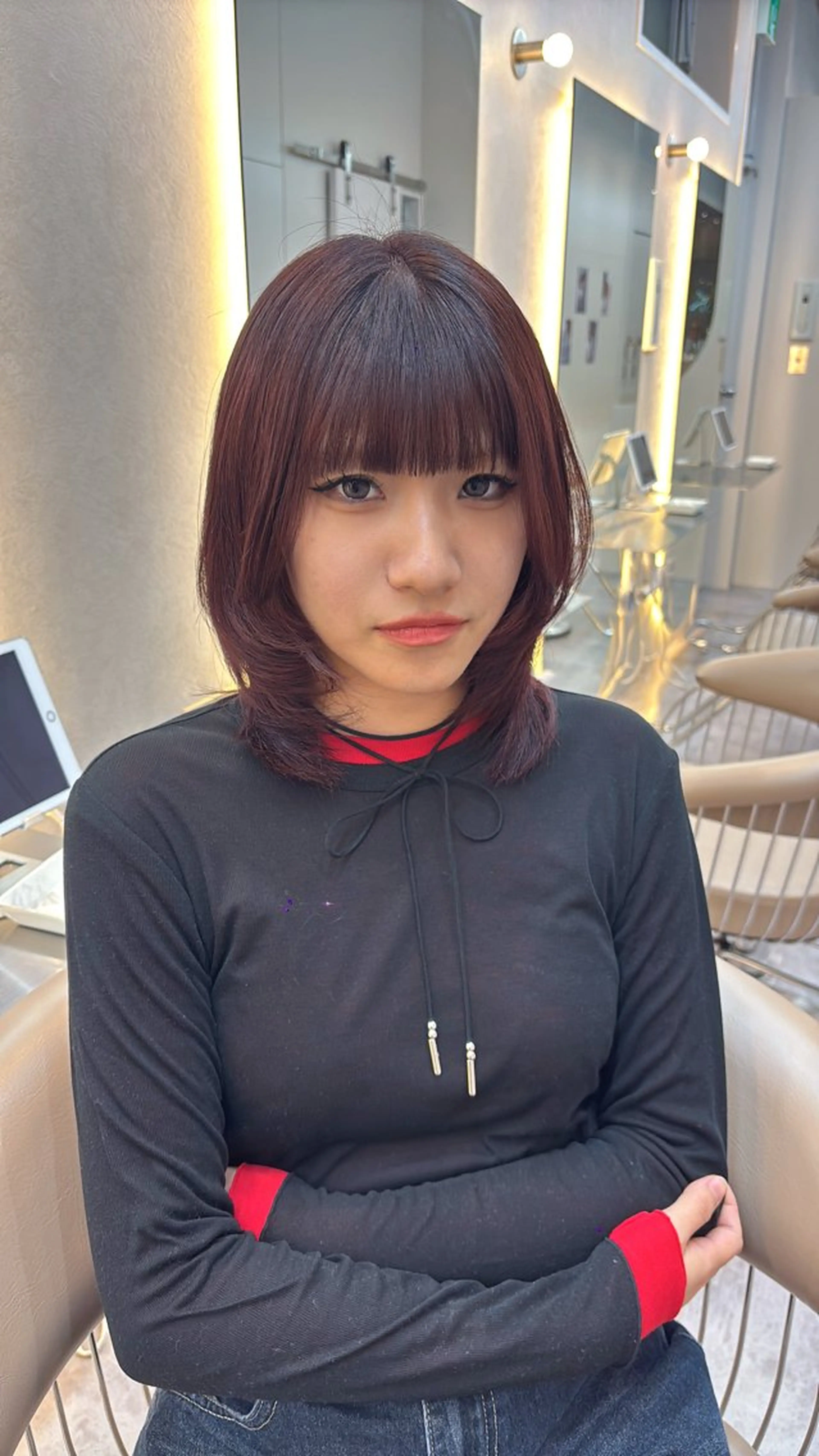 ミディアム カラー ゆうか♡⟡.· 韓国ヘアのヘアスタイル