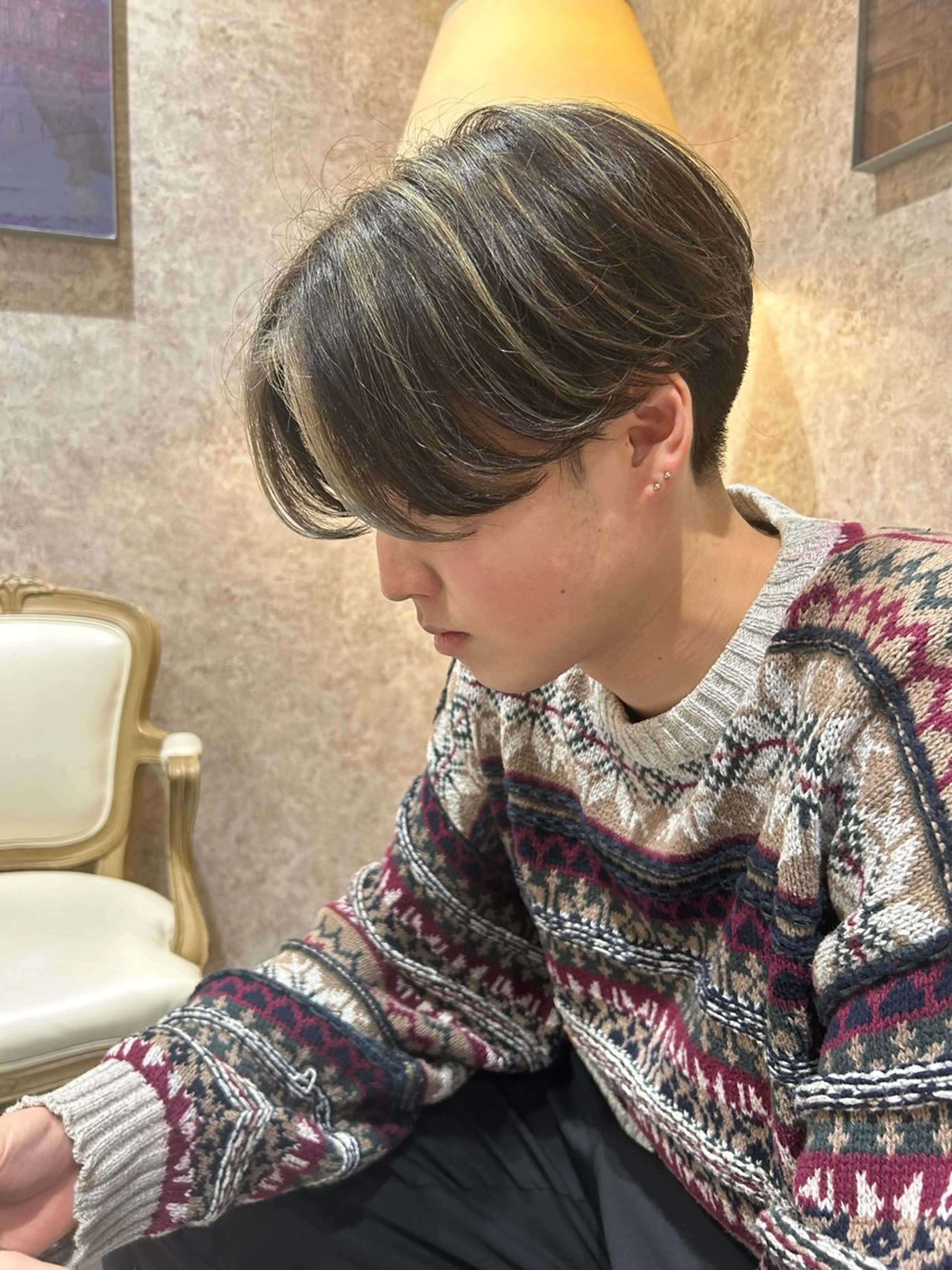 ショート カラー メンズ メンズハイライト ハイライトカラー ハイライト ヘアカラー earth 小林亮介 ブリーチ/ハイトーンのヘアスタイル