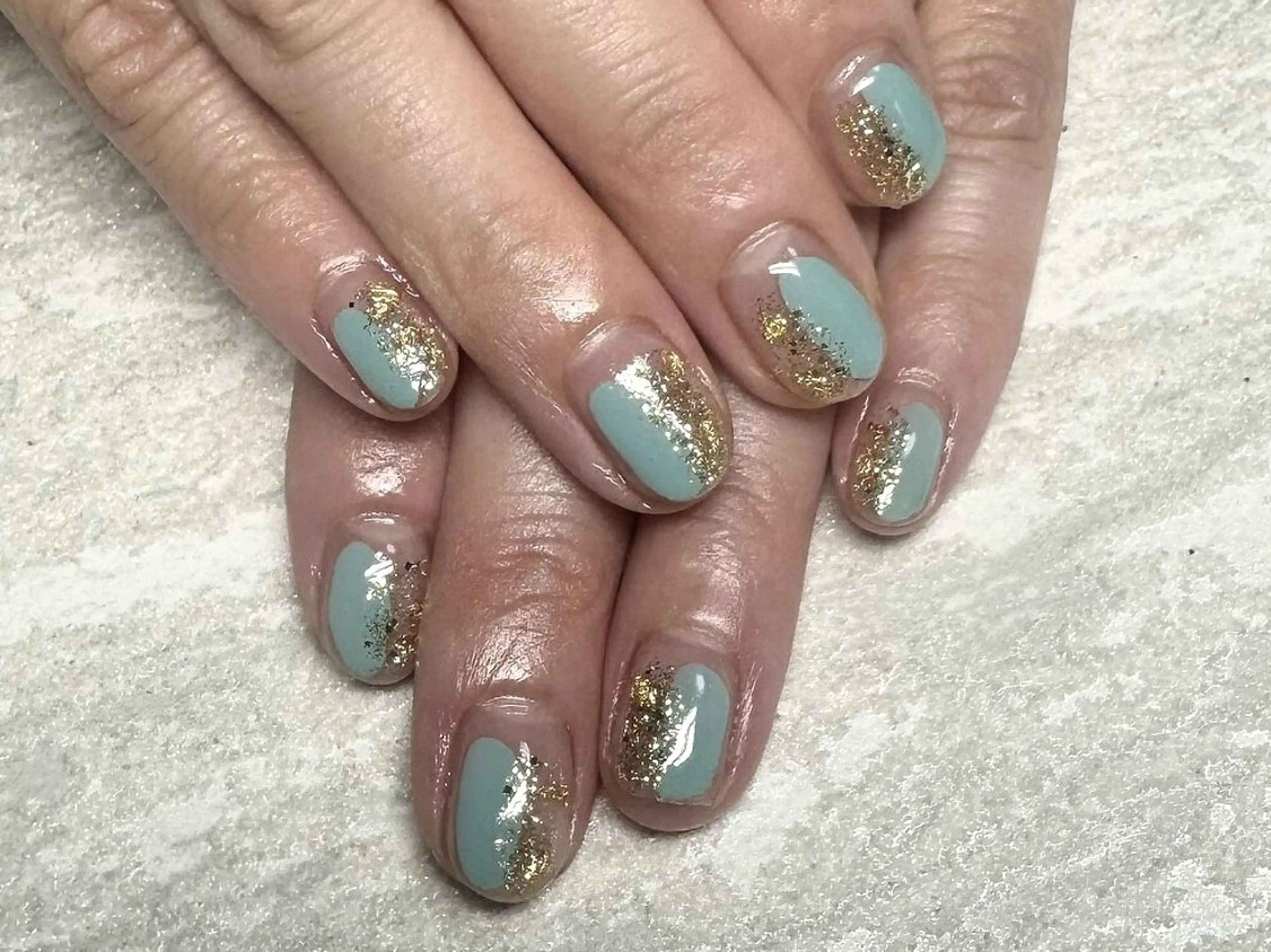 ネイル アートネイル ブルー 韓国ネイル ニュアンスネイル ハンドネイル JULIE NAILのネイルデザイン