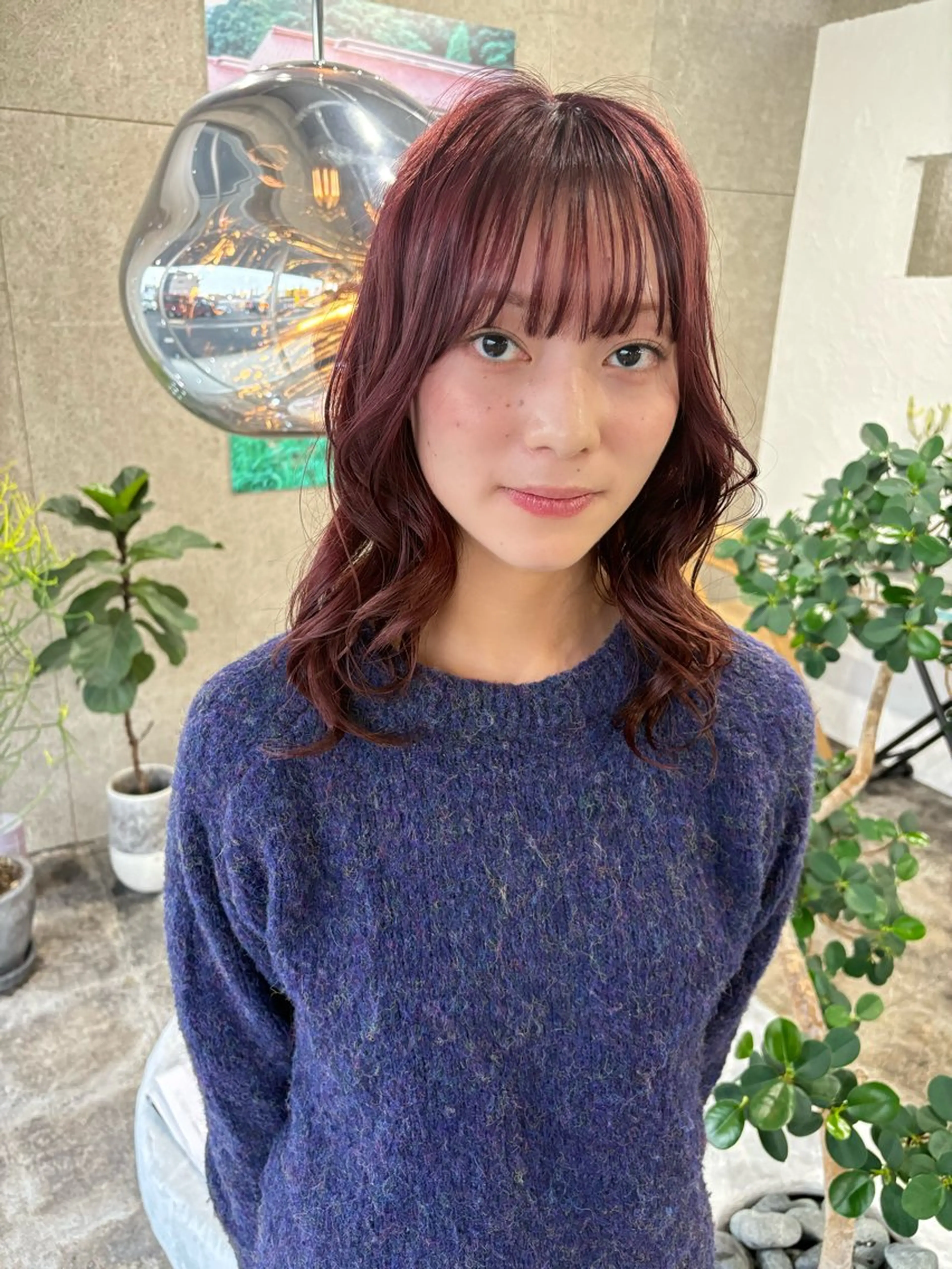 カラー レッドカラー ヘアカラー トリートメント KUBO HADUKIのヘアスタイル