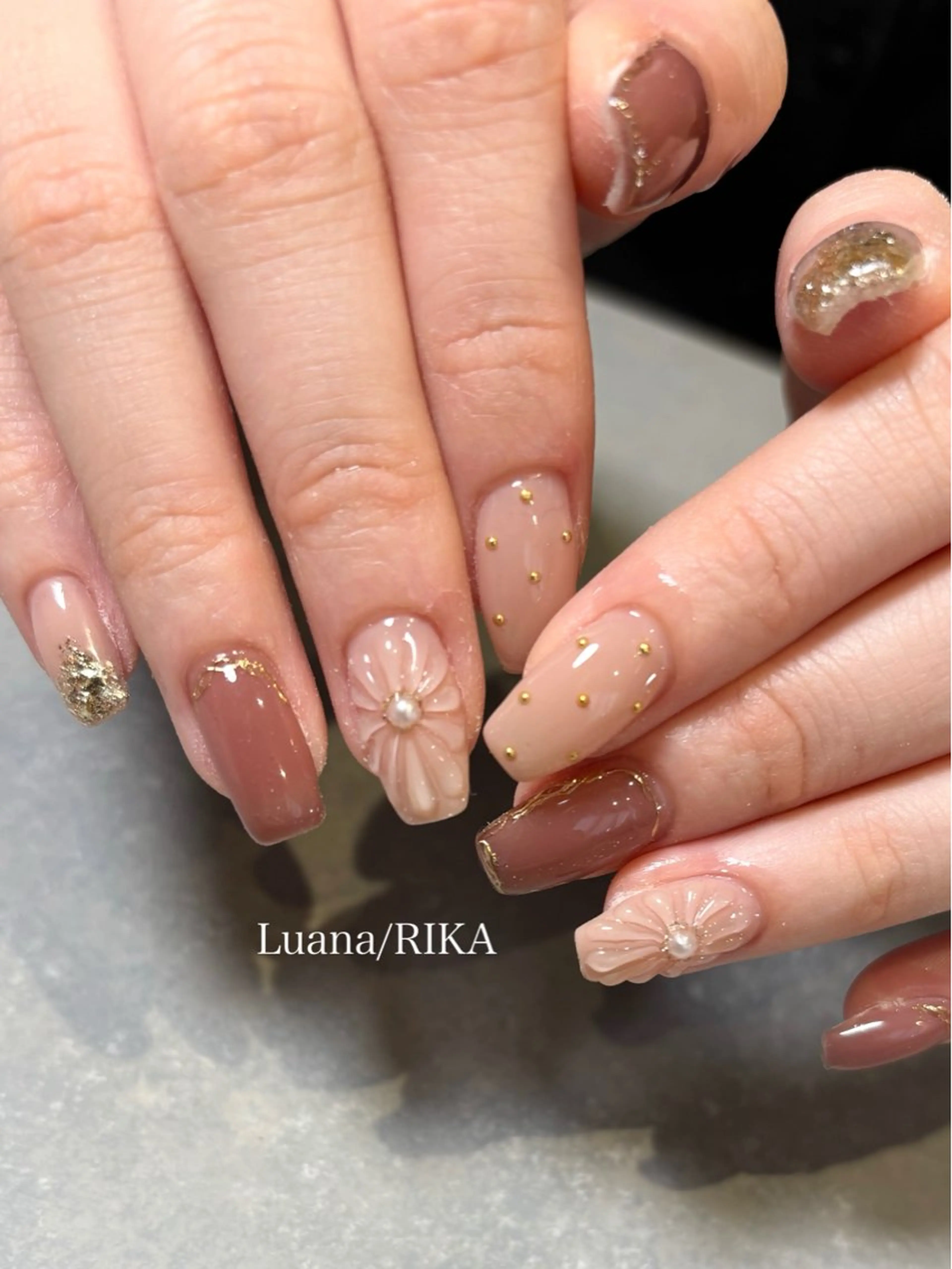 ネイル フラワーネイル ぷっくりネイル ハンドネイル Nail Salon Luana Rikaのネイルデザイン