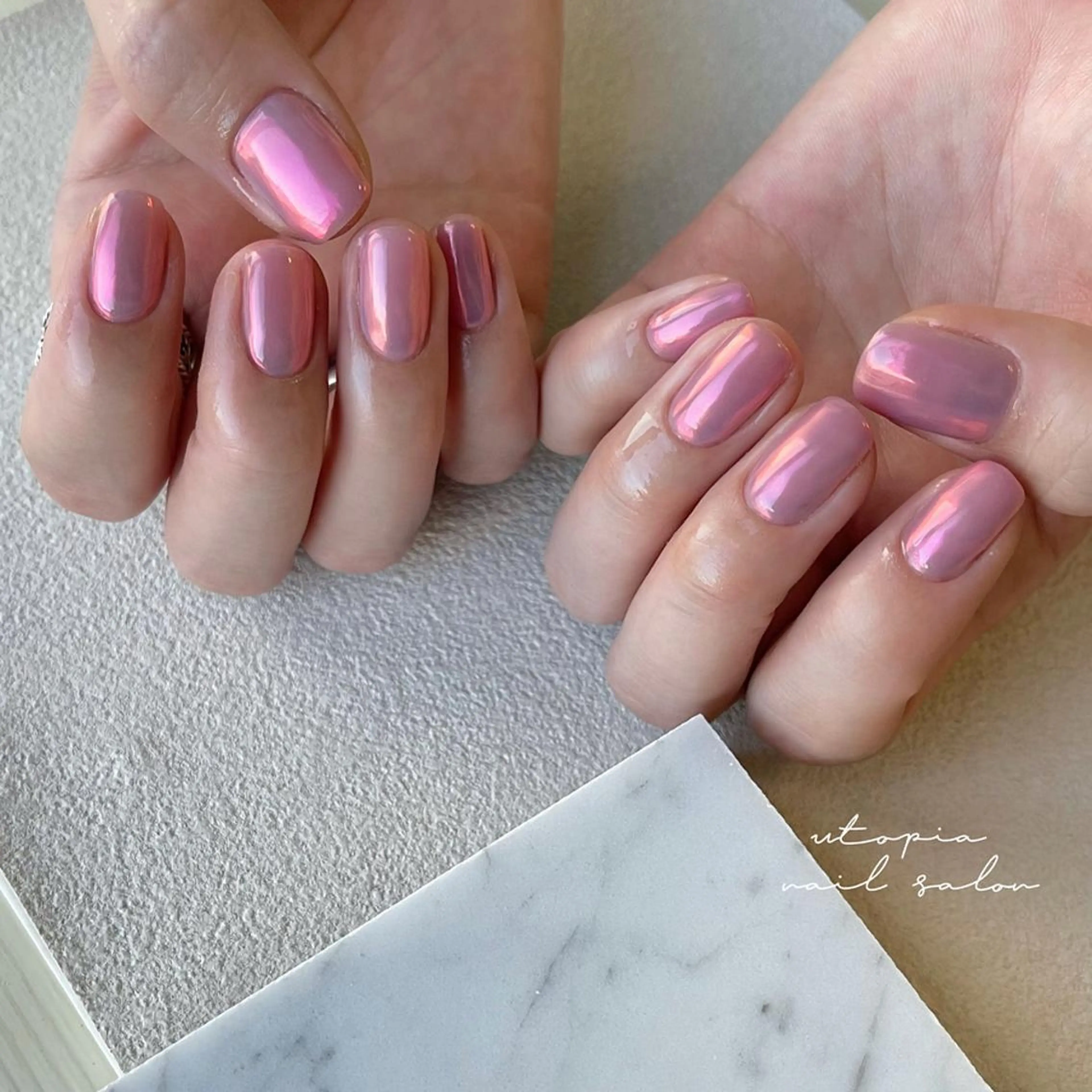 ネイル ミラーネイル ピンク ハンドネイル Utopia nail_のネイルデザイン