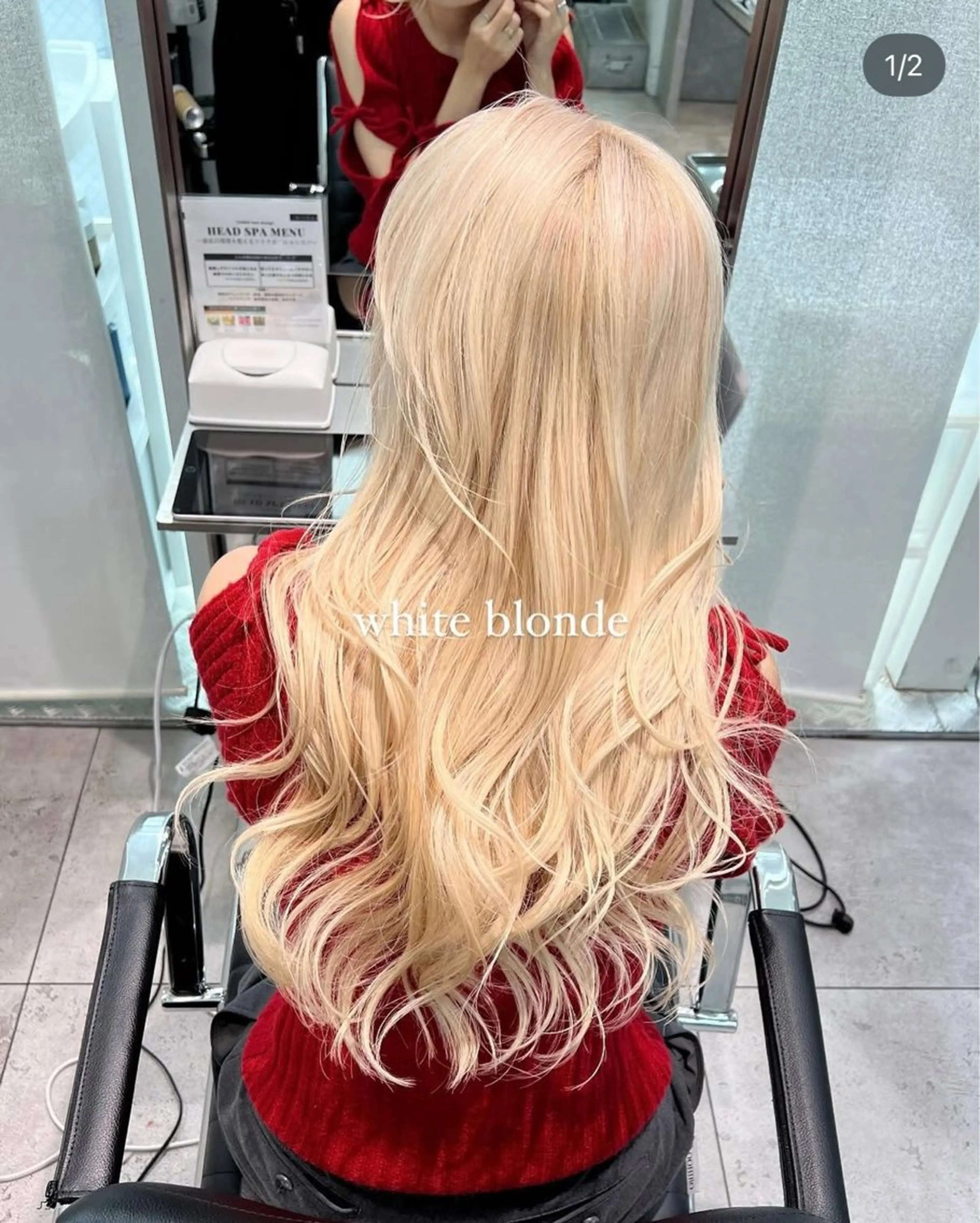ロング カラー 抜きっぱなしブロンド ブロンド ホワイトブロンド ヘアカラー トリートメント CHERIEブリーチ ダブルカラー　天神のヘアスタイル