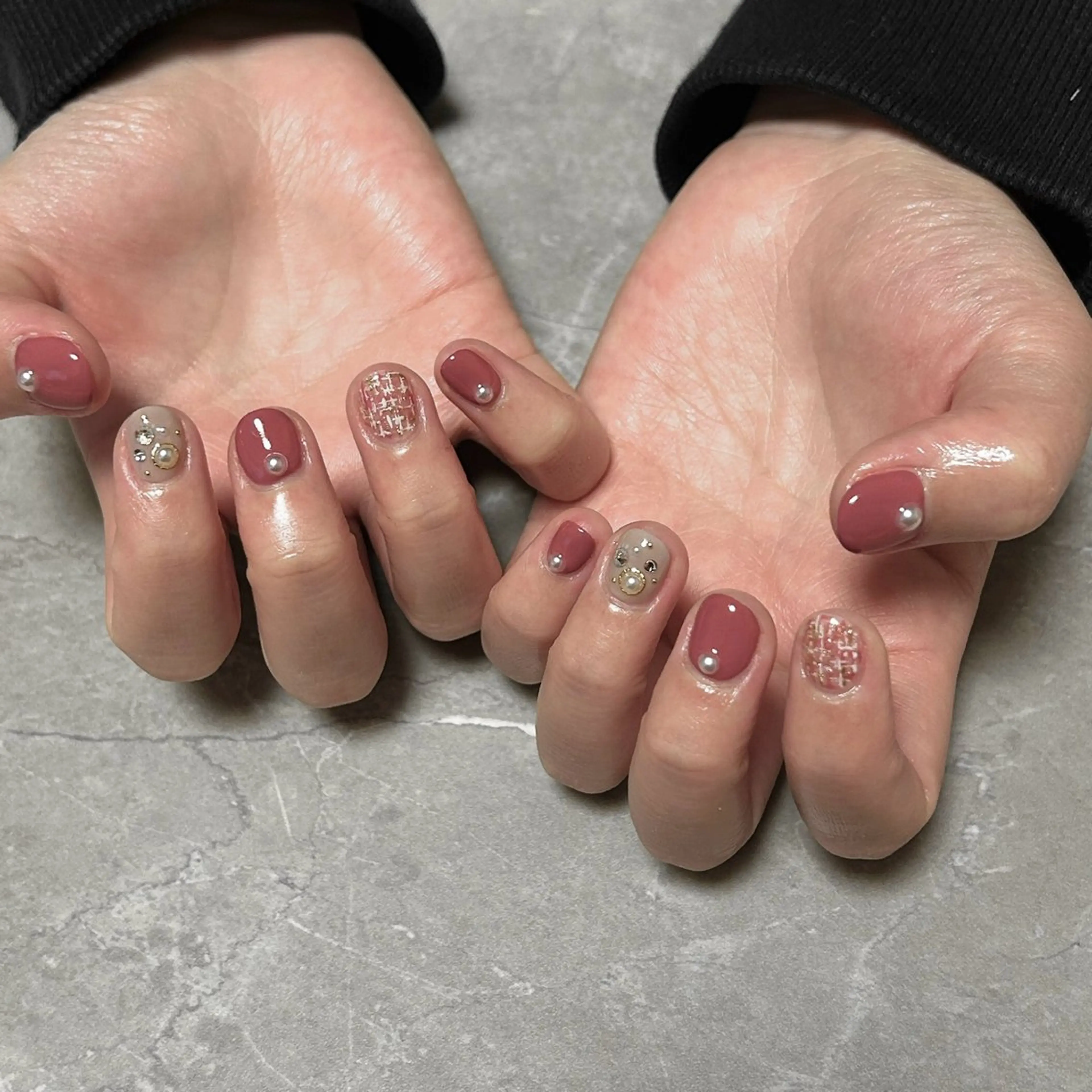 ネイル ツイードネイル 冬ネイル ハンドネイル Lulea nail所属・Lulea nailのネイルデザイン